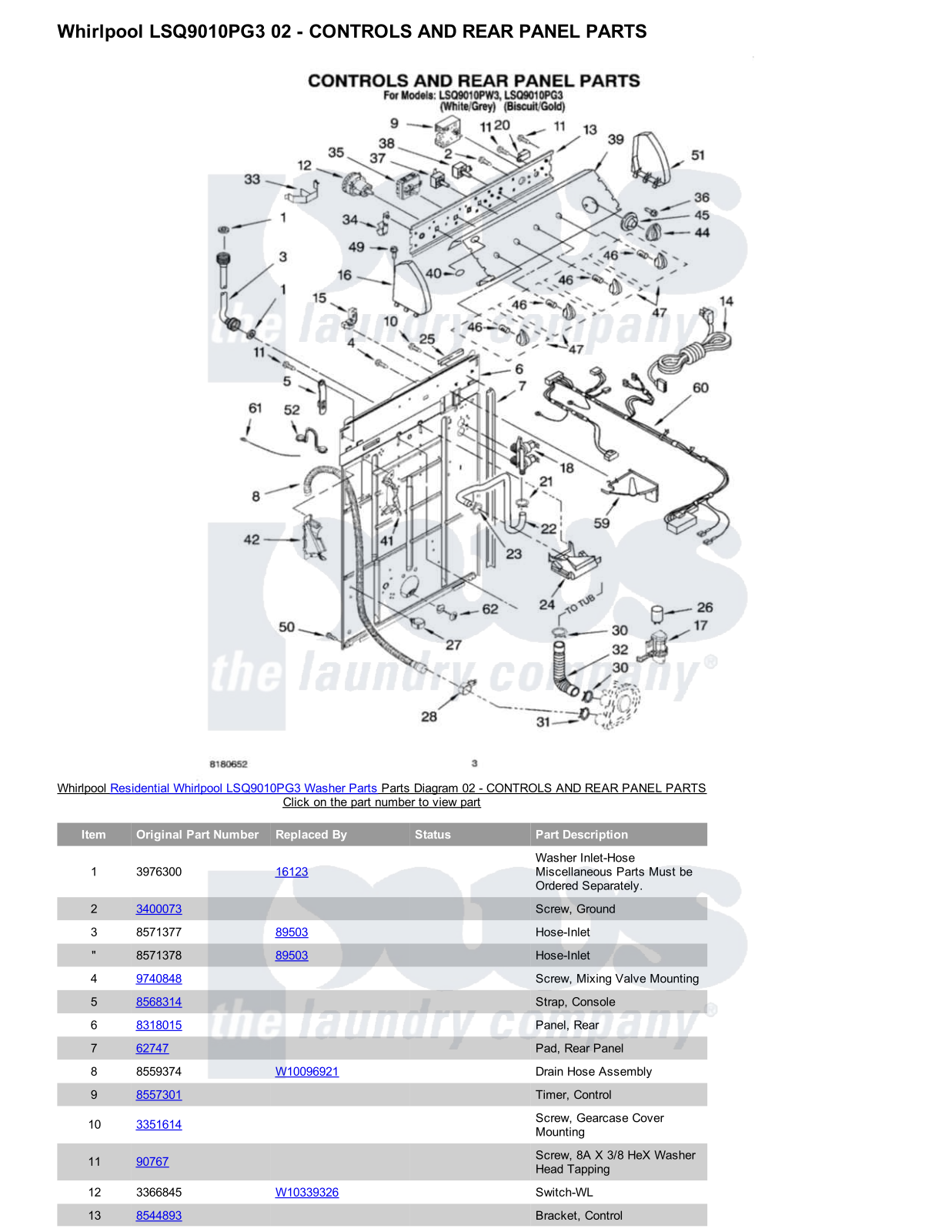 Whirlpool LSQ9010PG3 Parts Diagram