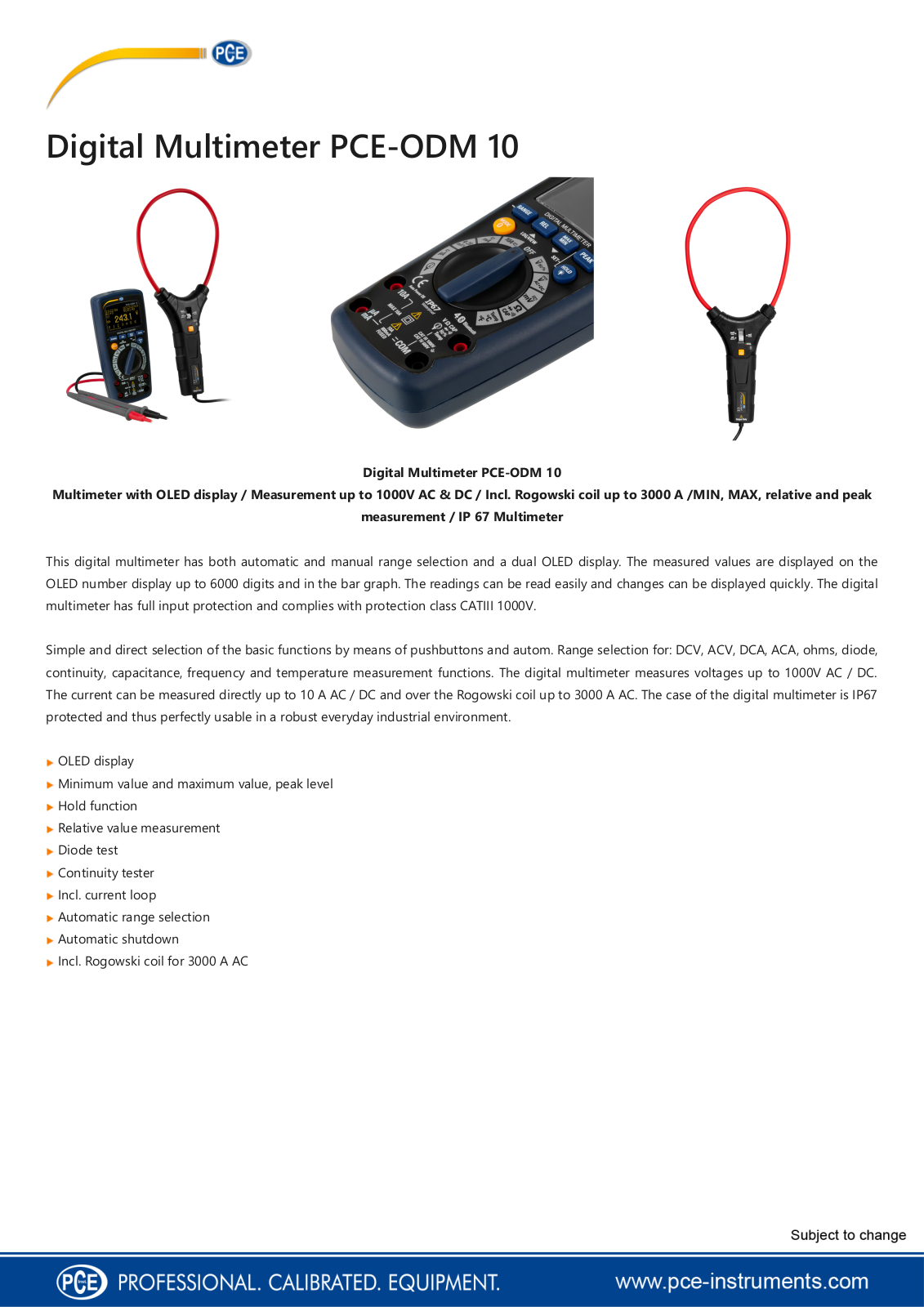 PCE Instruments PCE-ODM 10 Product information