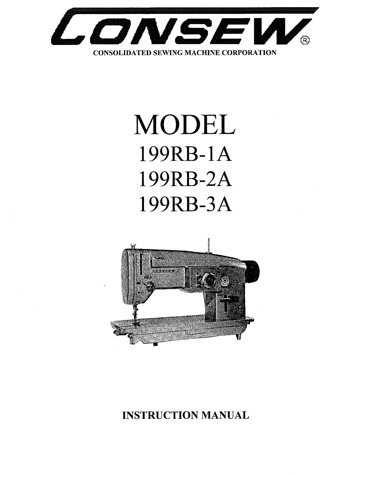 CONSEW 199RB-1A, 199RB-2A, 199RB-3A Instruction Manual