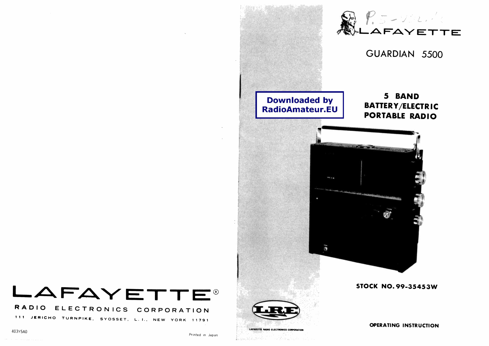 Lafayette Guardian 5500 Operating Instructions Manual