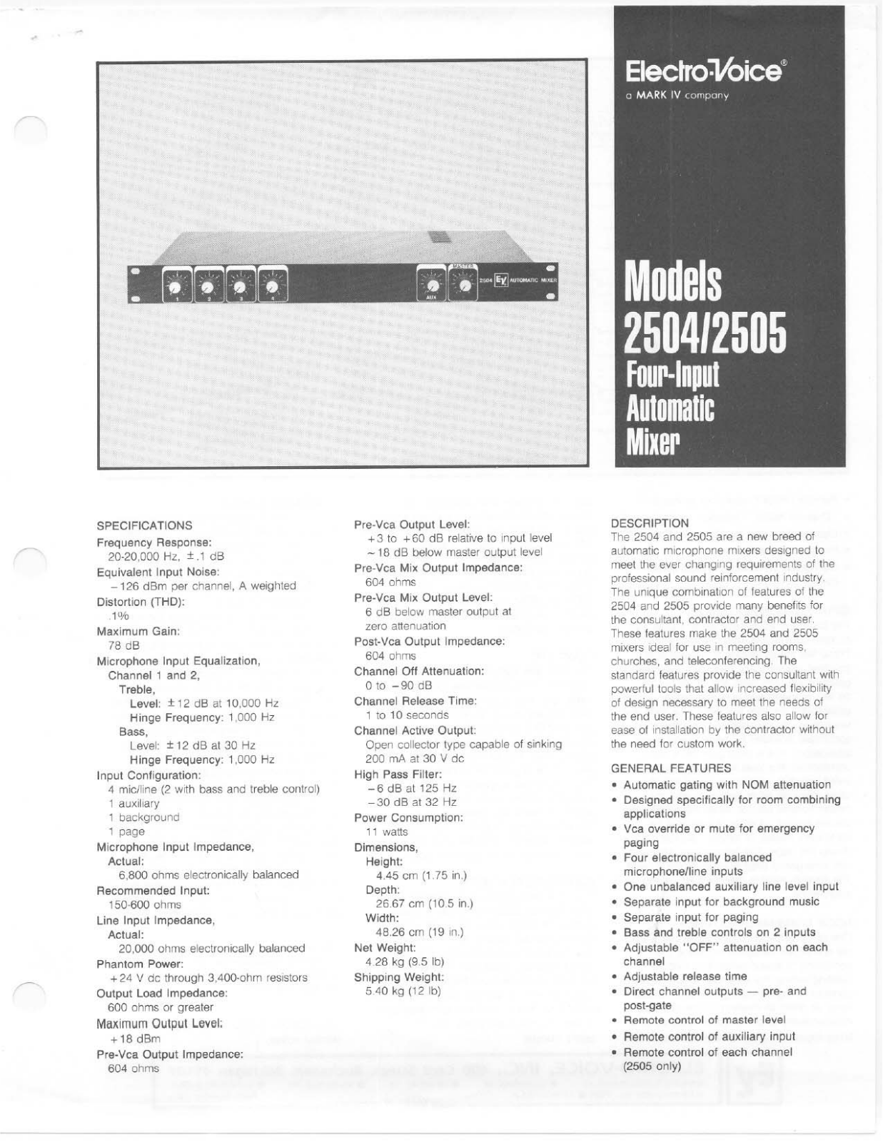 Electro-Voice 2504, 2505 User Manual