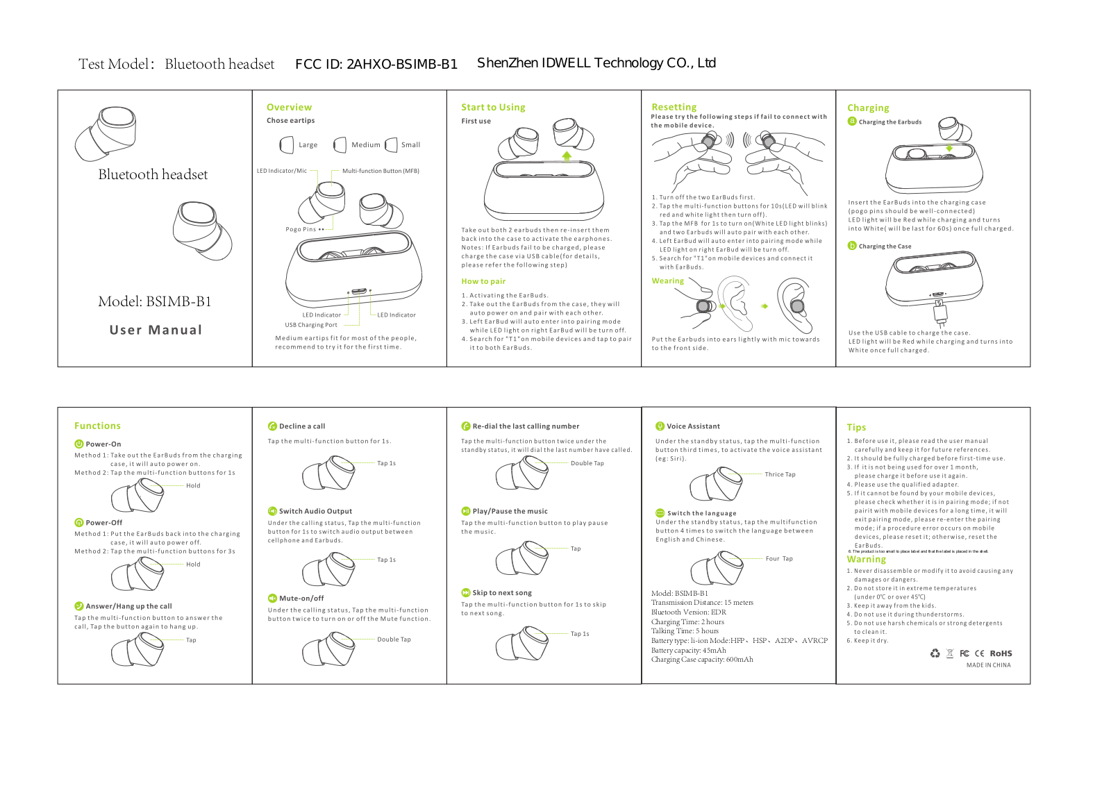 ShenZhen BSIMB B1 User Manual