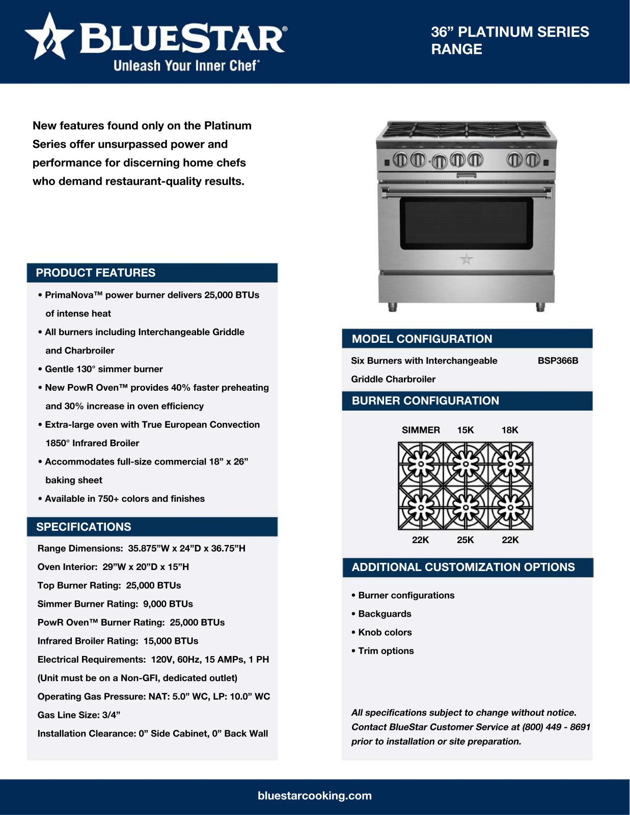 BlueStar BSP366BLC Specs - ManualMachine.com