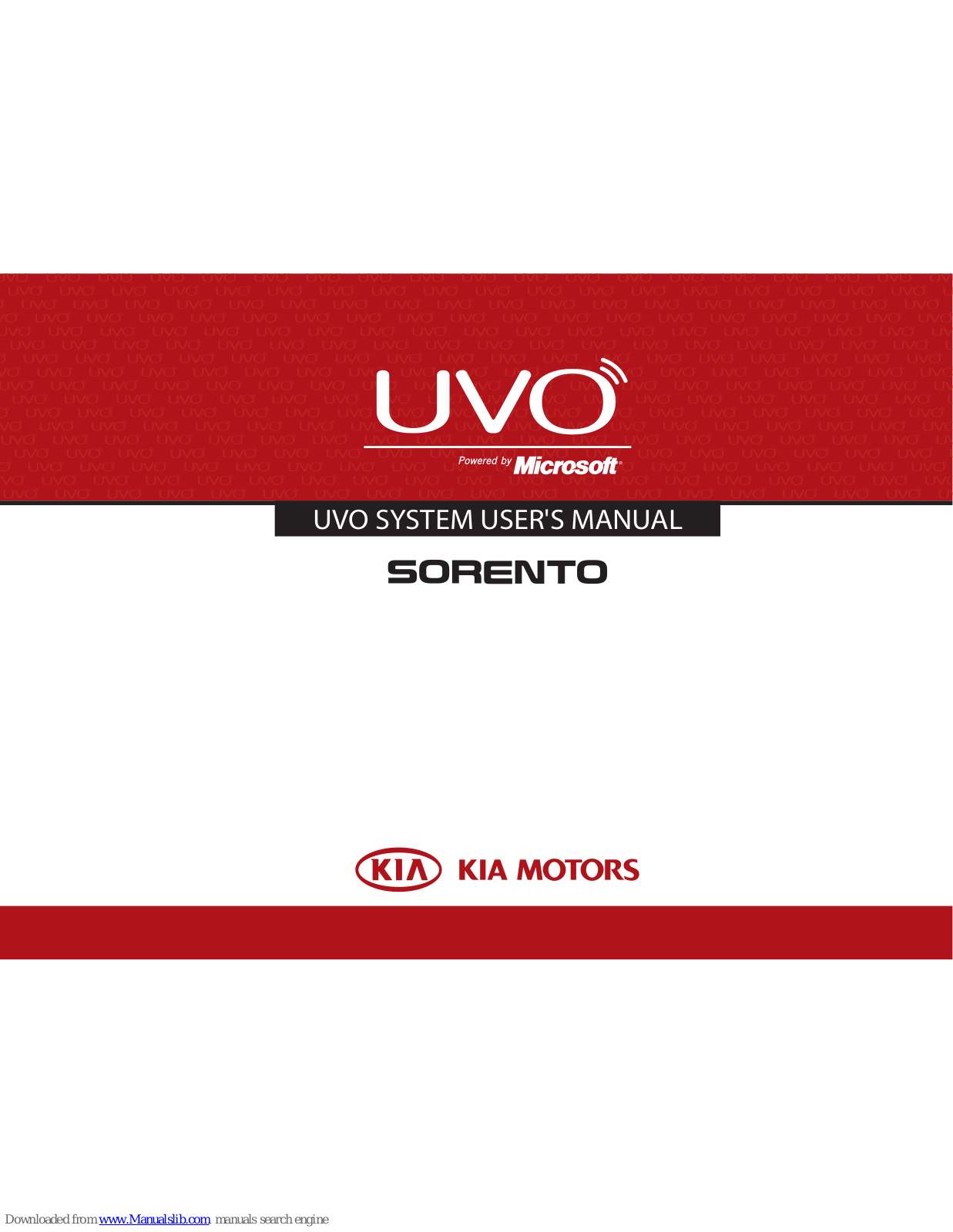 Kia UVO SYSTEM Sorento User Manual