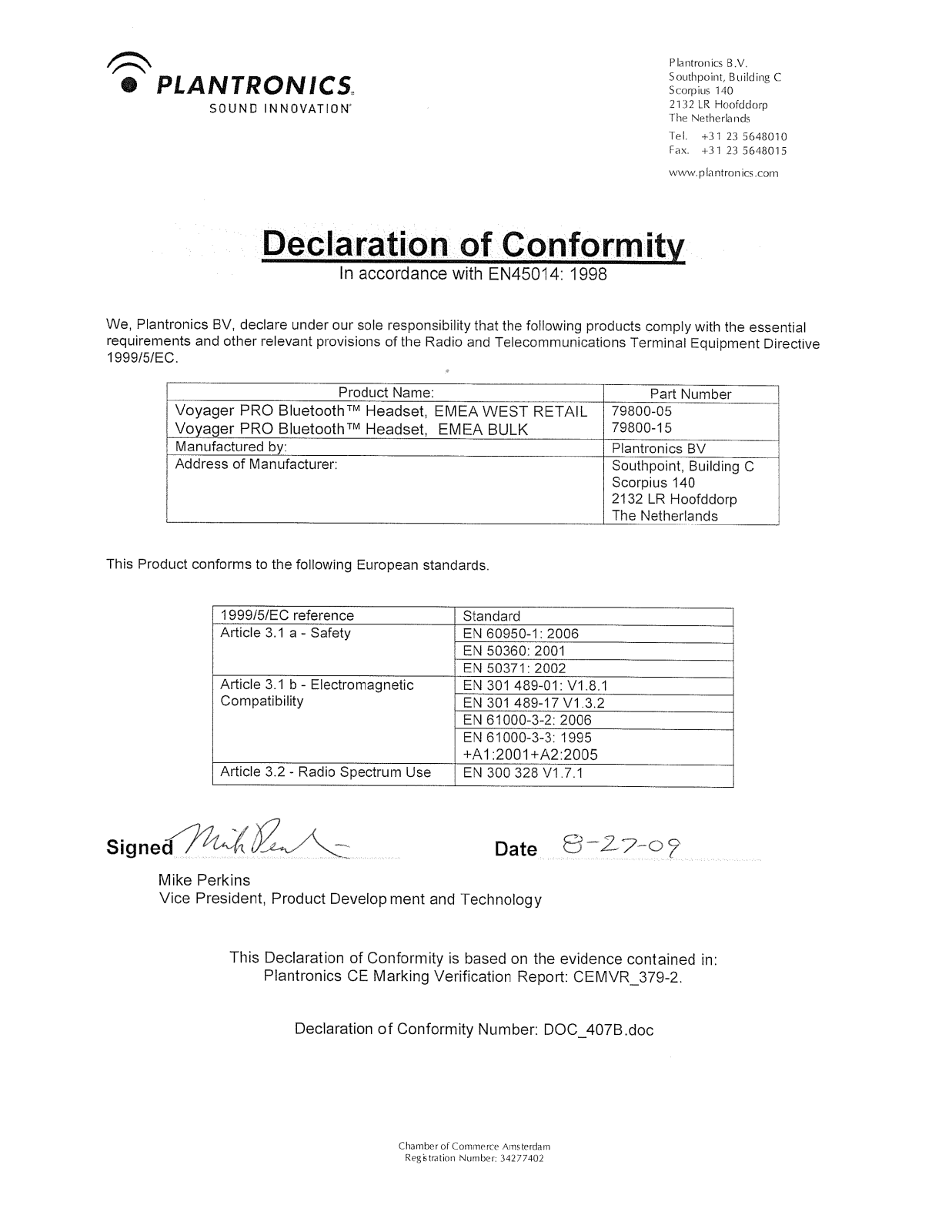 Plantronics VOYAGER PRO User Manual