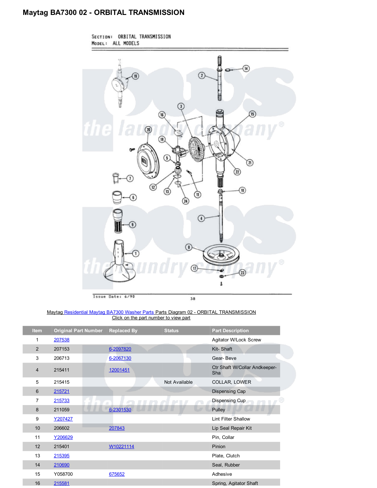 Maytag BA7300 Parts Diagram