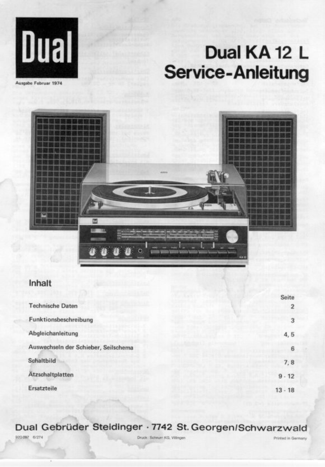 Dual KA-12-L Service Manual