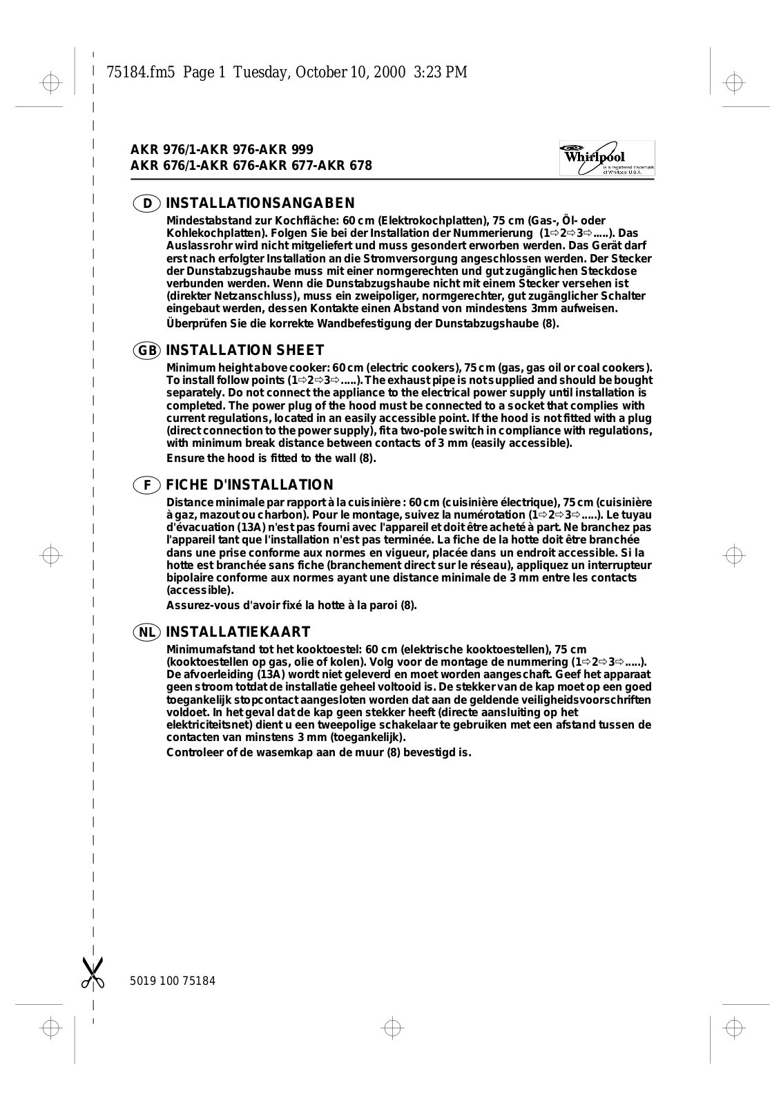 Whirlpool AKR 976 IX, AKR 676 NB, AKR 976/01 IX, AKR 676 IX, AKR 676 WH INSTRUCTION FOR USE