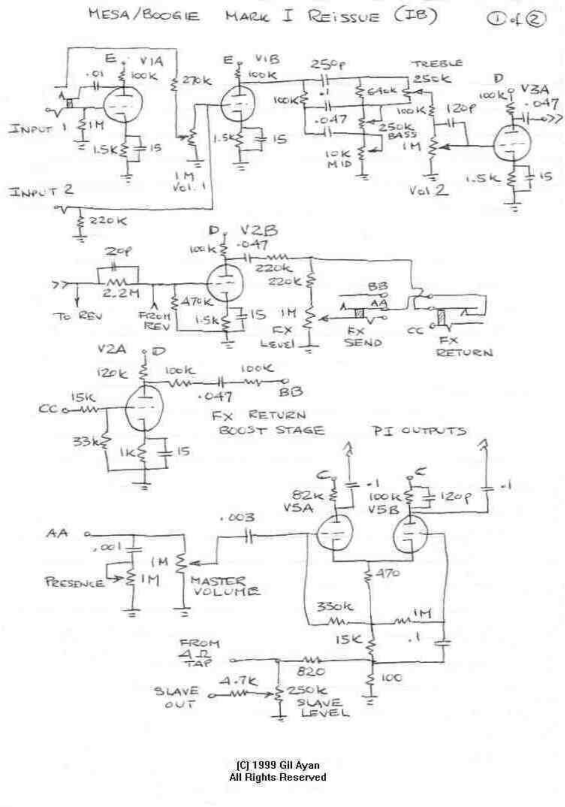 Mesa Boogie mki reissue schematic