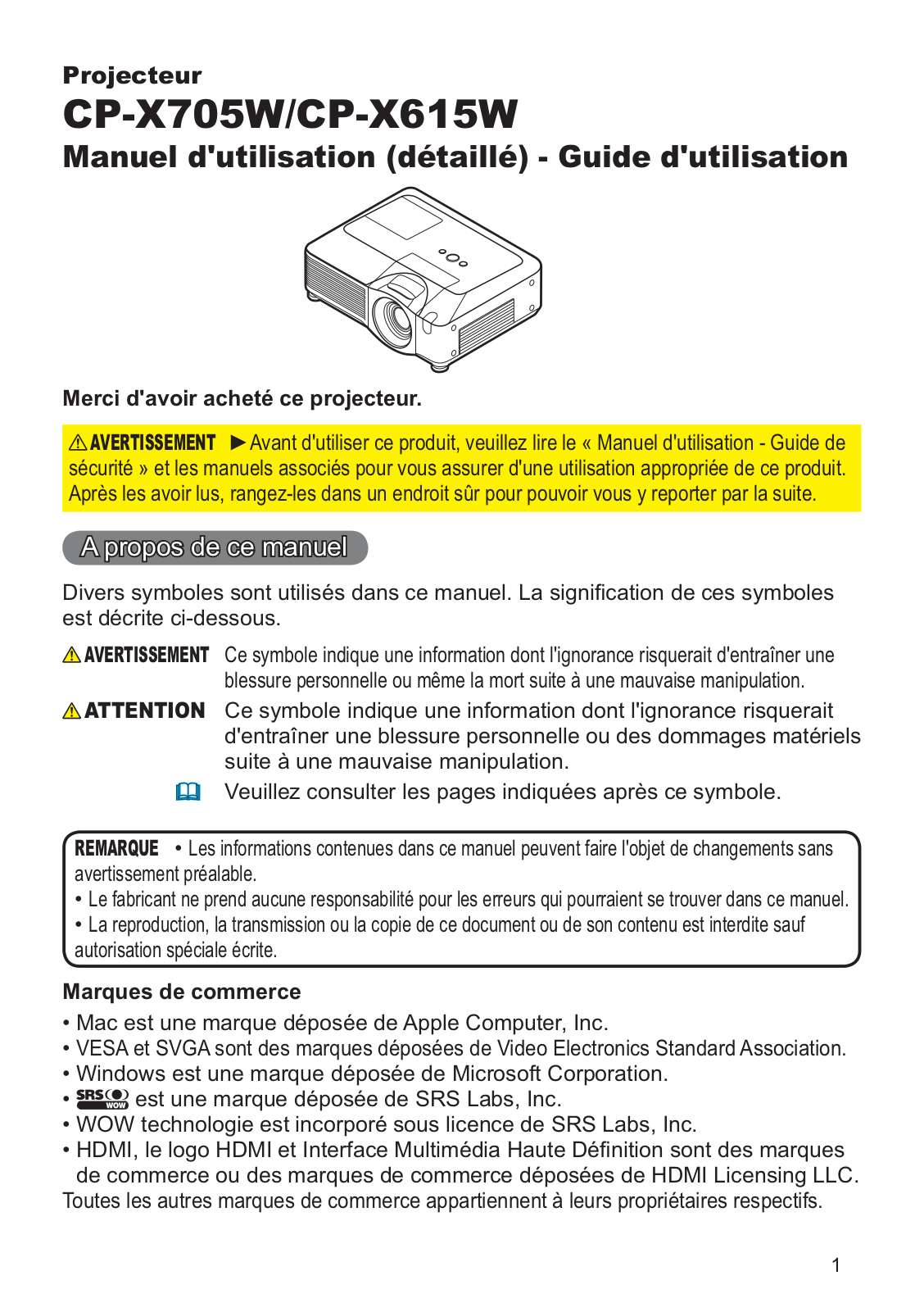 HITACHI CP-X615W User Manual