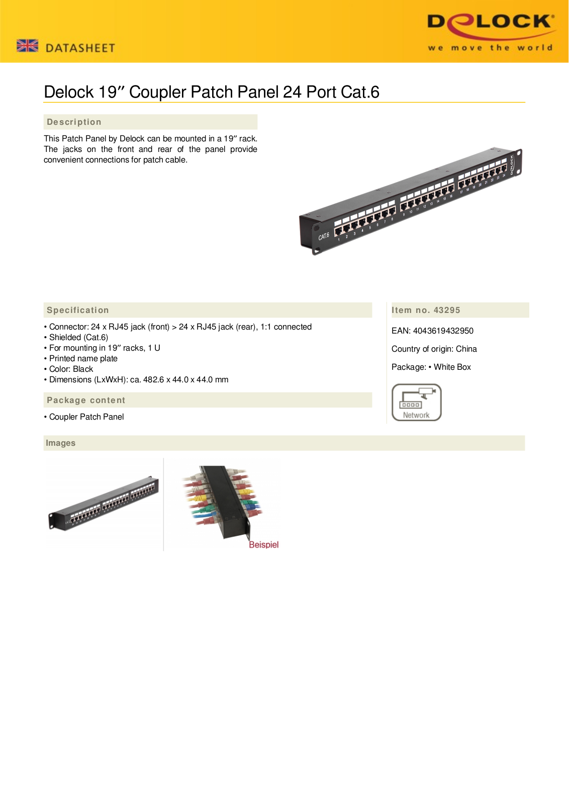 DeLOCK coupler patch panel for RJ-45, 19  black, 24-port, 1U User Manual