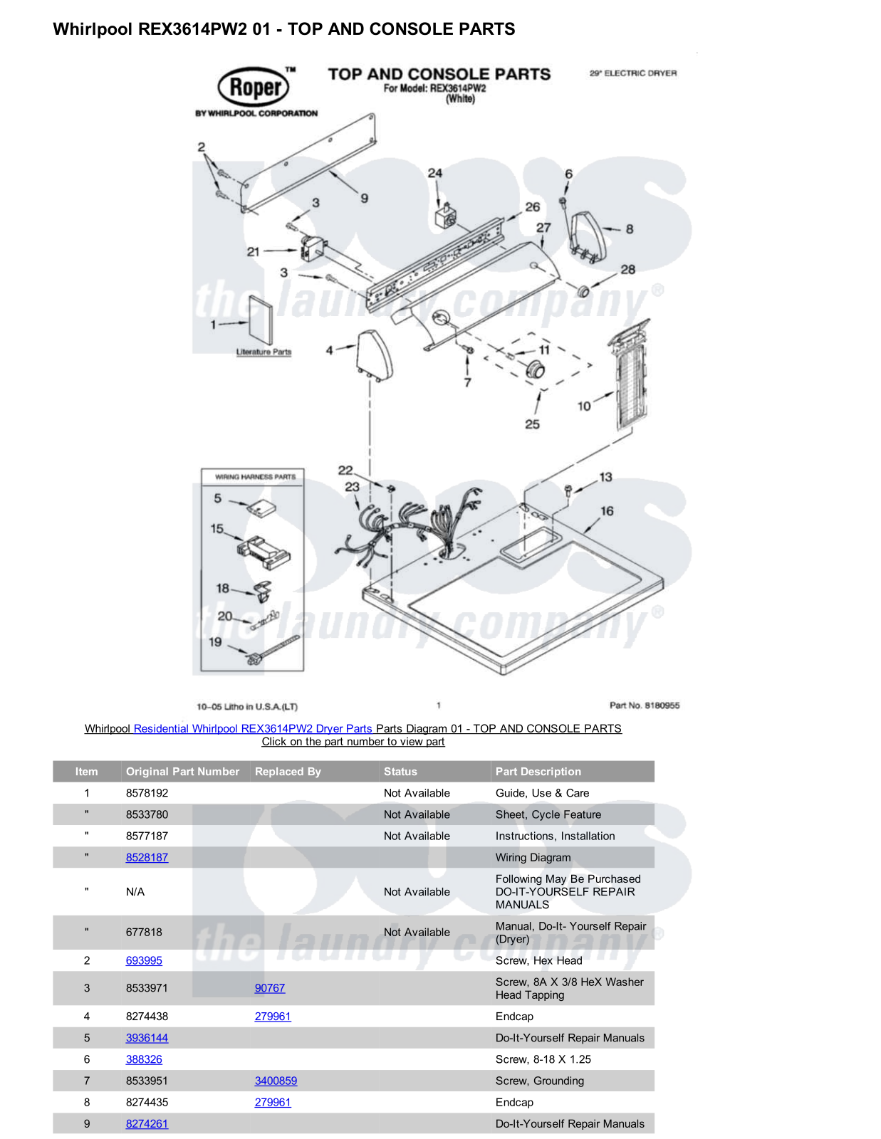 Whirlpool REX3614PW2 Parts Diagram