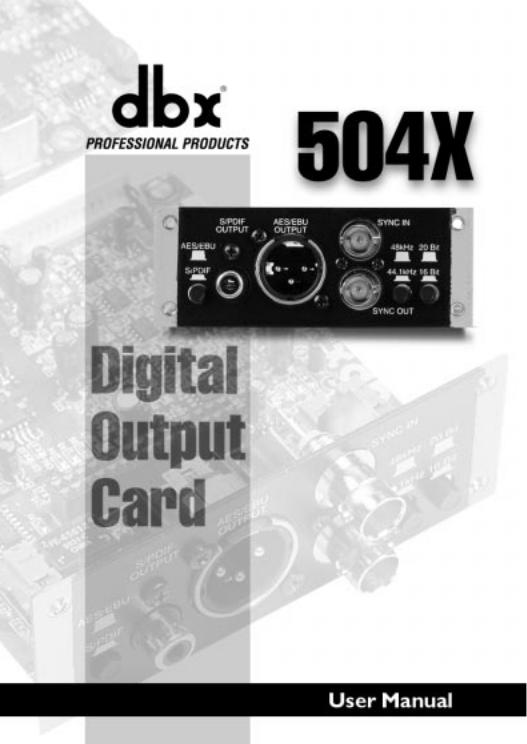 DBX 504X Owner's Manual