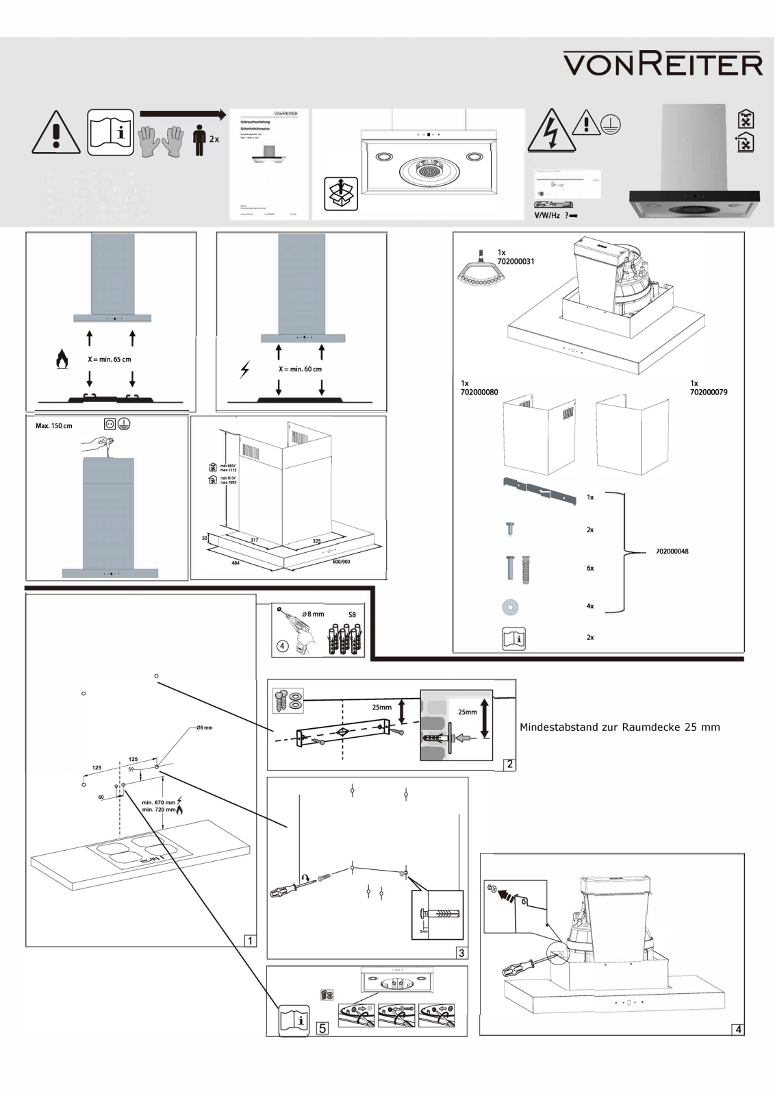 vonReiter VRWH 9002E Assembly instructions