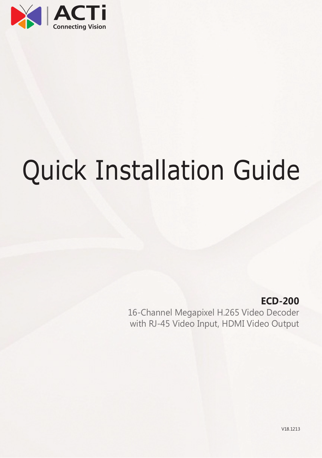 ACTi ECD-200 Installation Guide