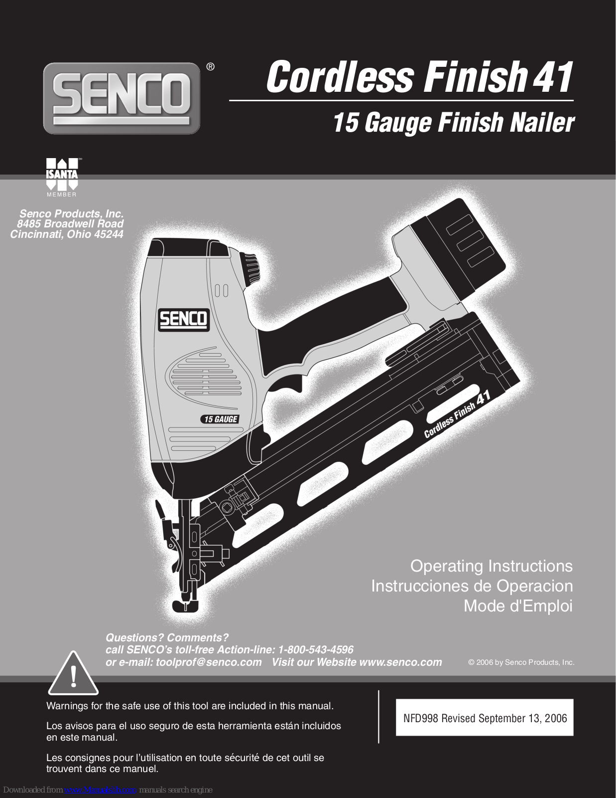 Senco Cordless Finish 41 Operating Instructions Manual