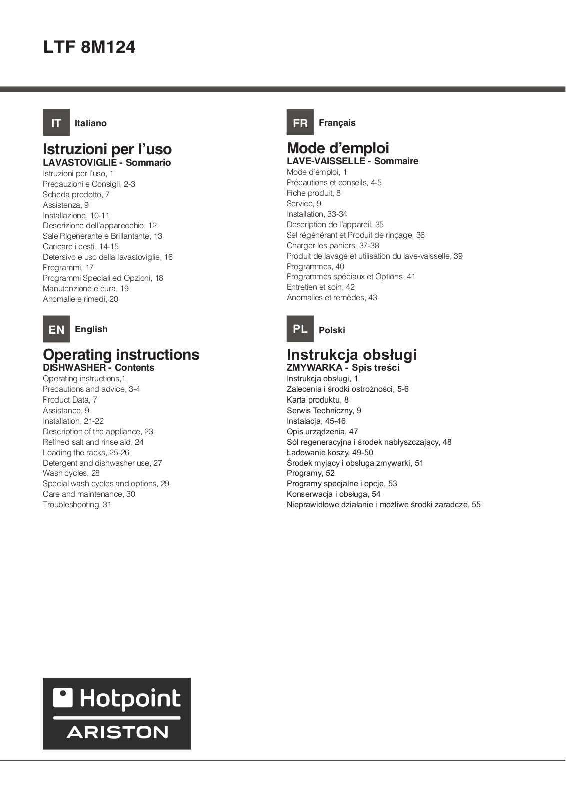 Hotpoint Ariston LTF 8M124 EU User Manual