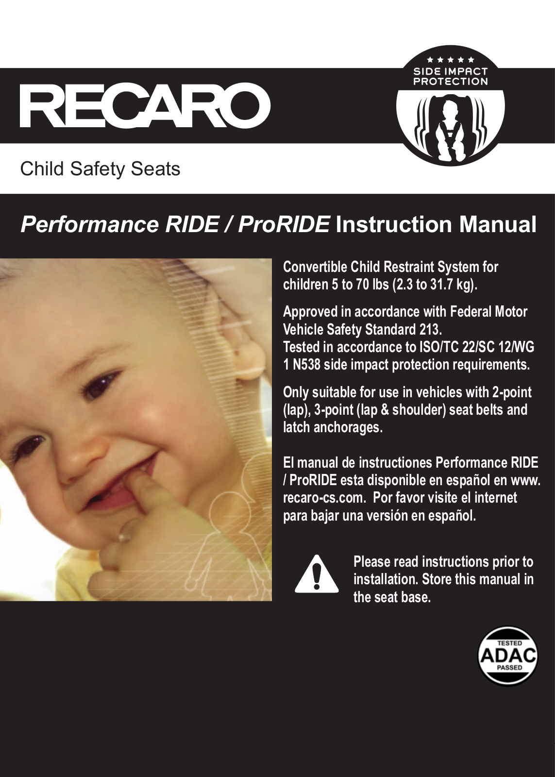 RECARO ProRIDE, Performance RIDE Instruction Manual