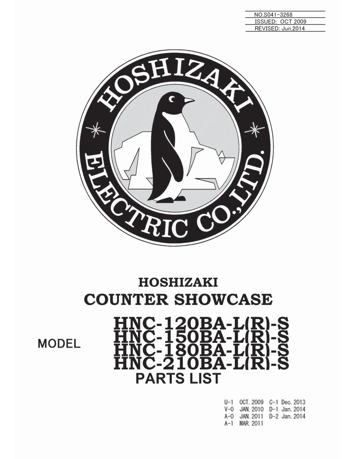 Hoshizaki America HNC-120BA-L-S Parts List