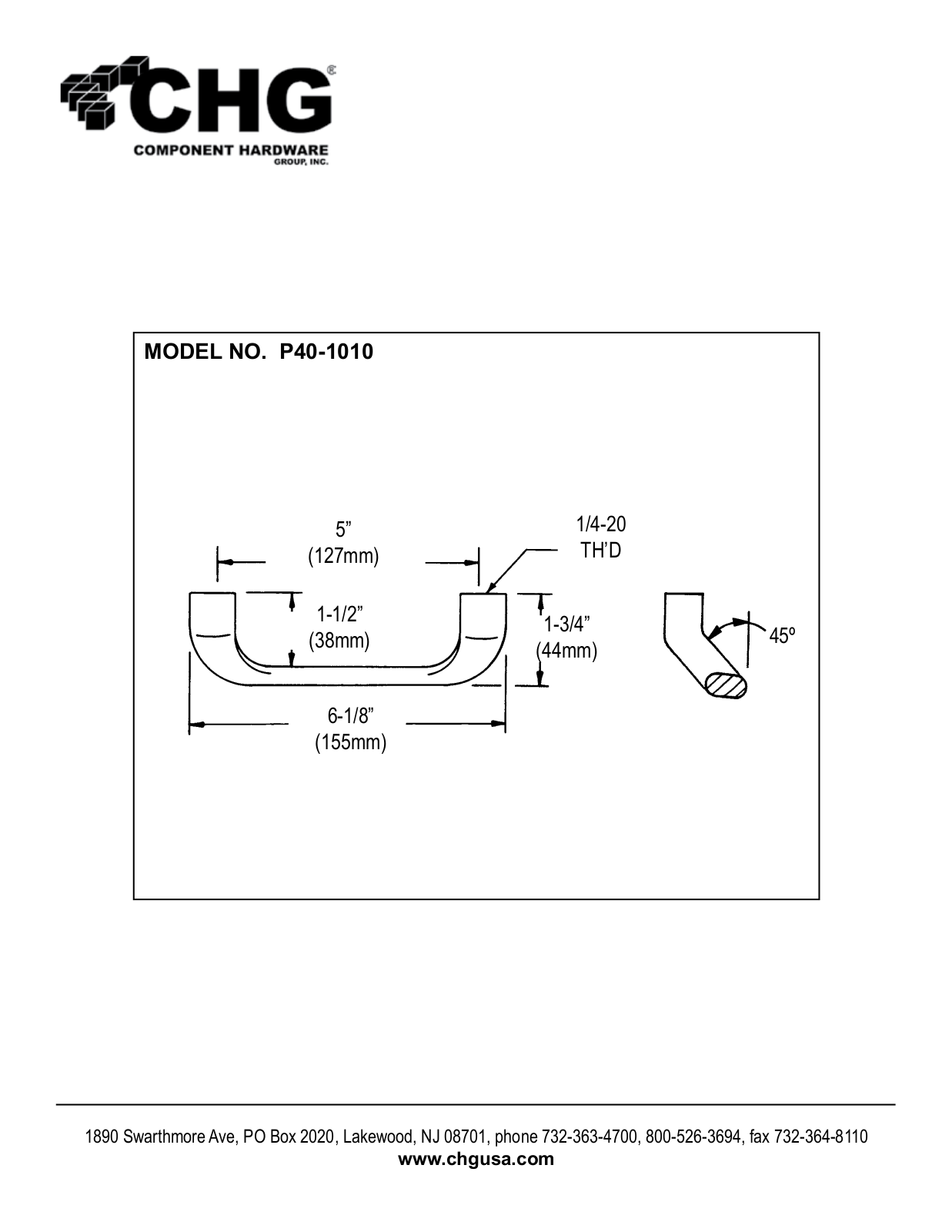 Component Hardware P40-1010 User Manual