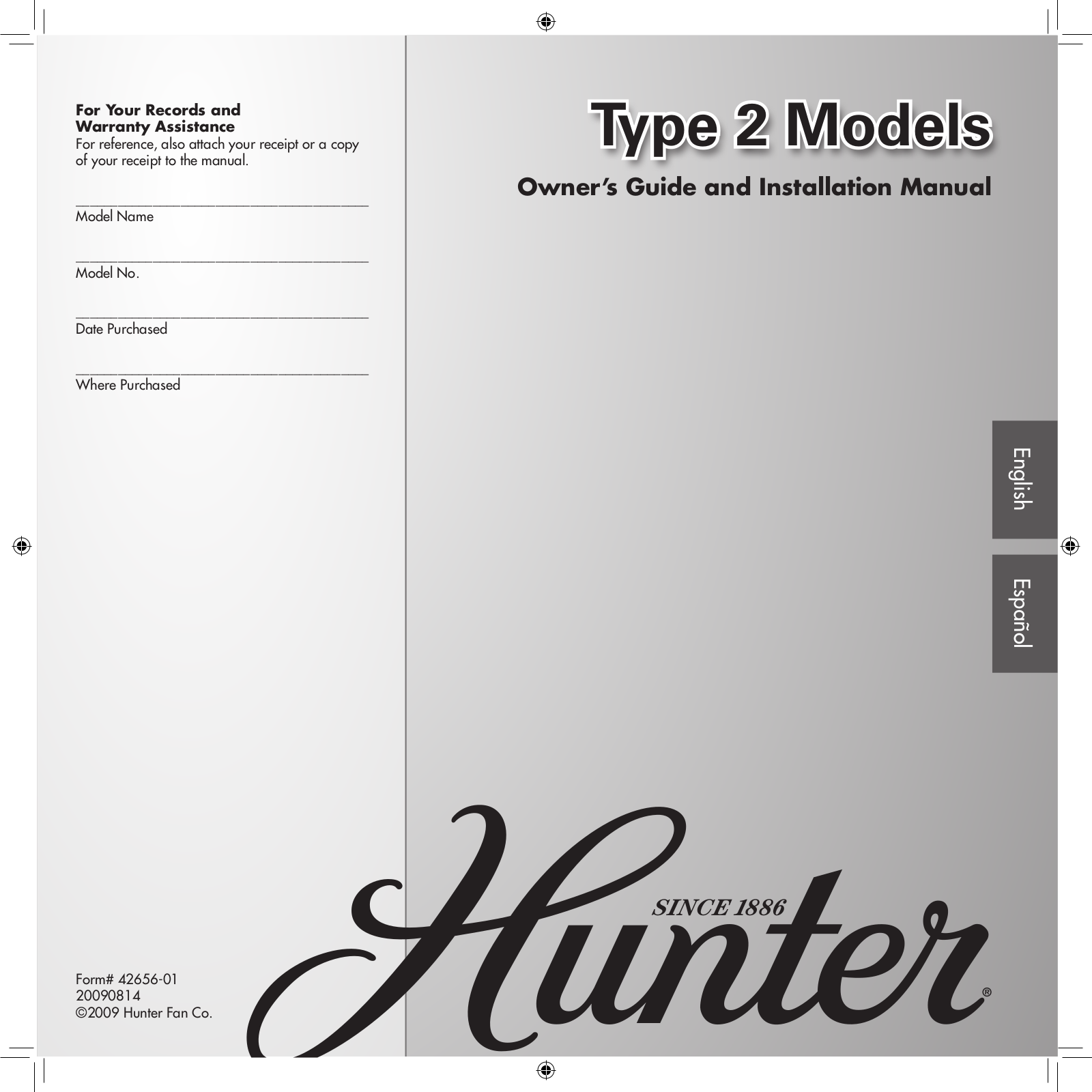 Hunter Fan 42656-01 User Manual