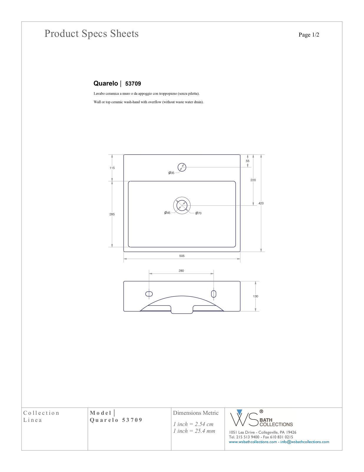 WS Bath Collections WSO1272 Specifications - ManualMachine.com