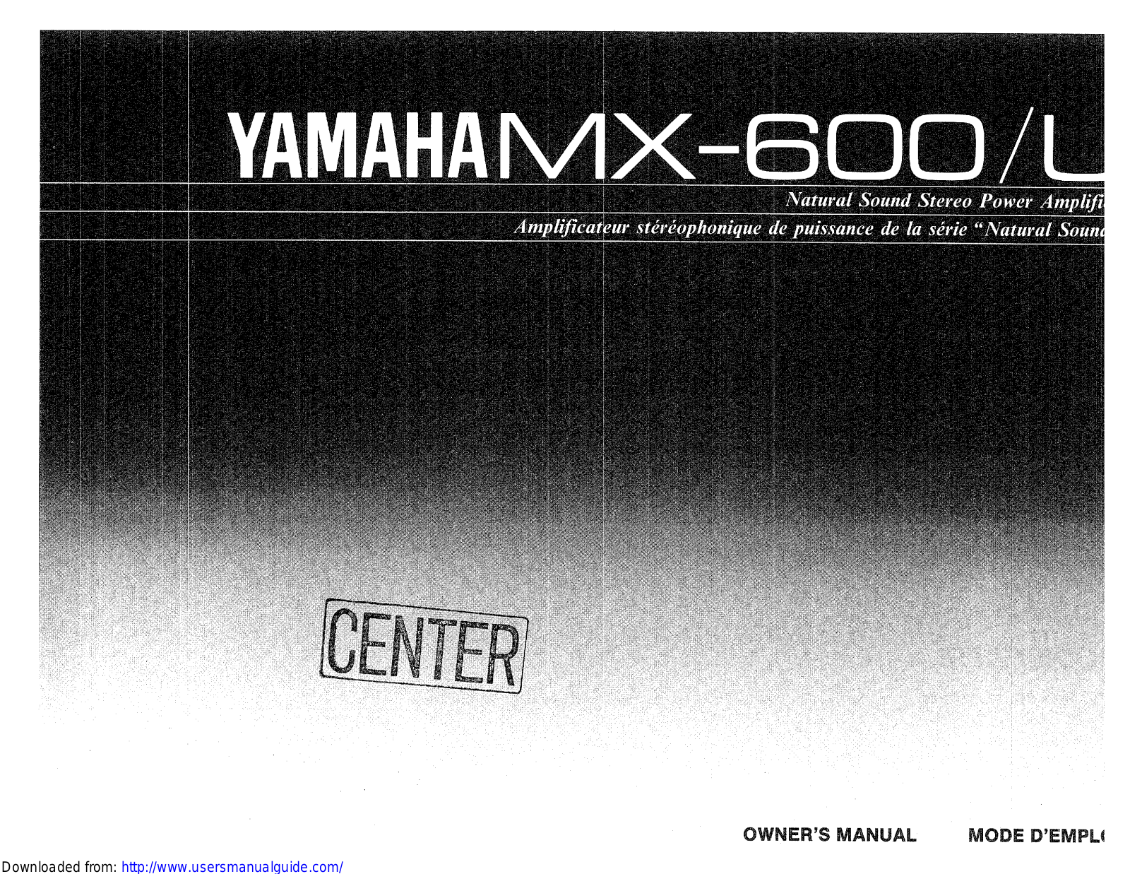 Yamaha Audio MX-600 User Manual