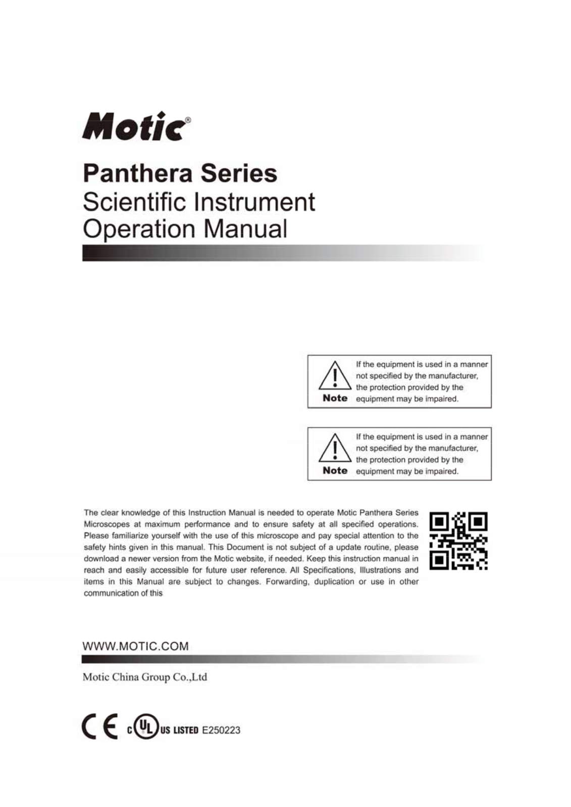 Motic China Group PANTHERA User Manual