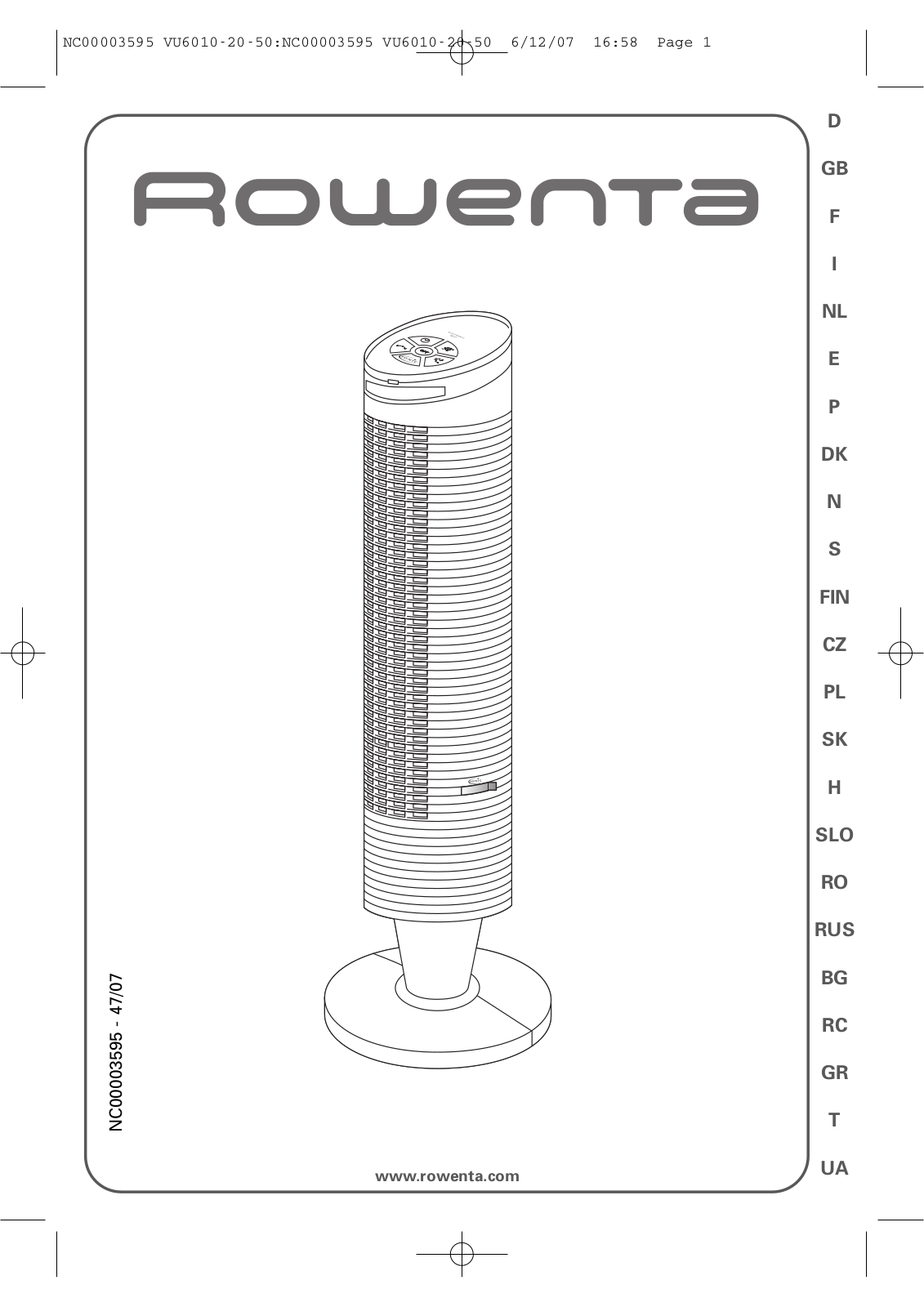 Rowenta VU6020 User manual