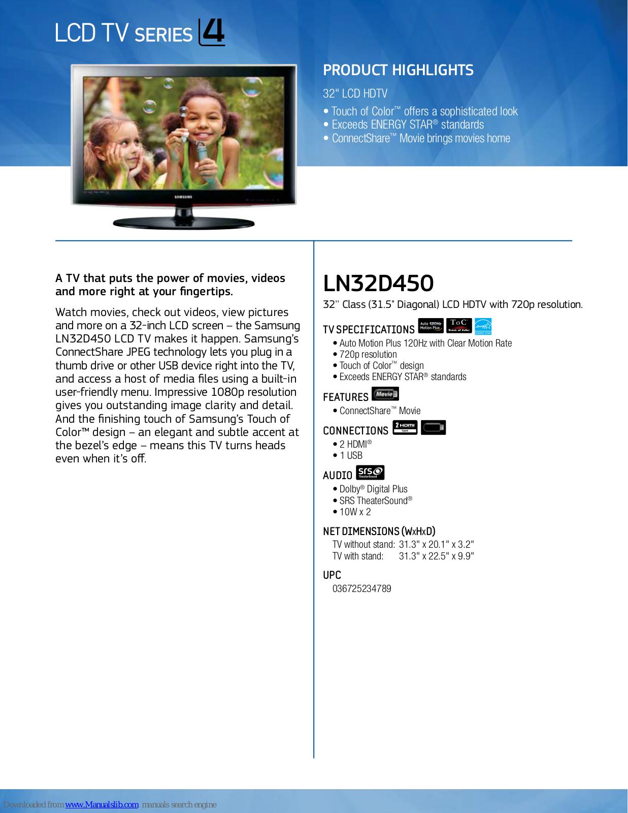 Samsung LN32D450G1DXZA, LN32D450 Brochure