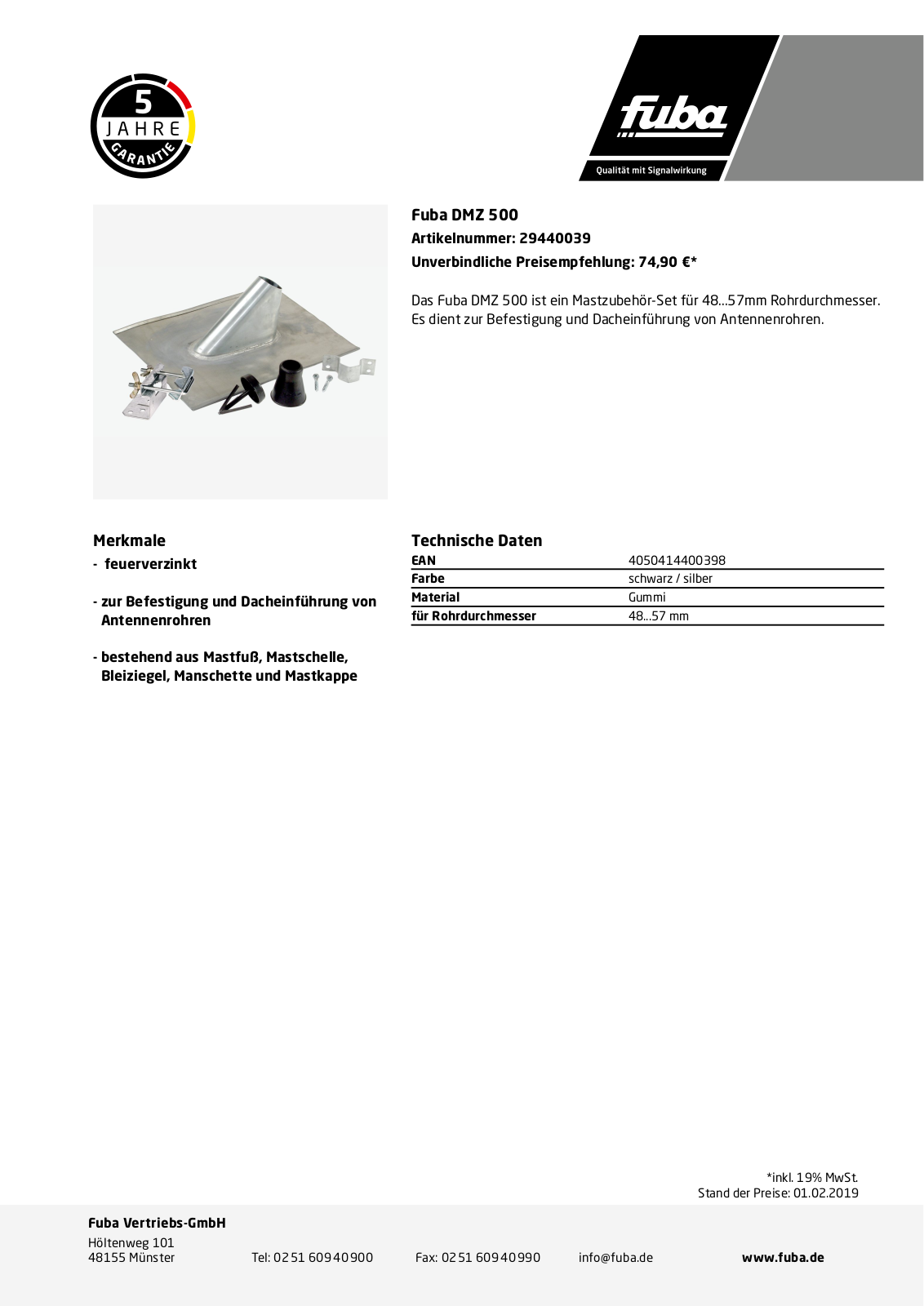 Fuba DMZ 500 Technische Daten - ManualMachine.com