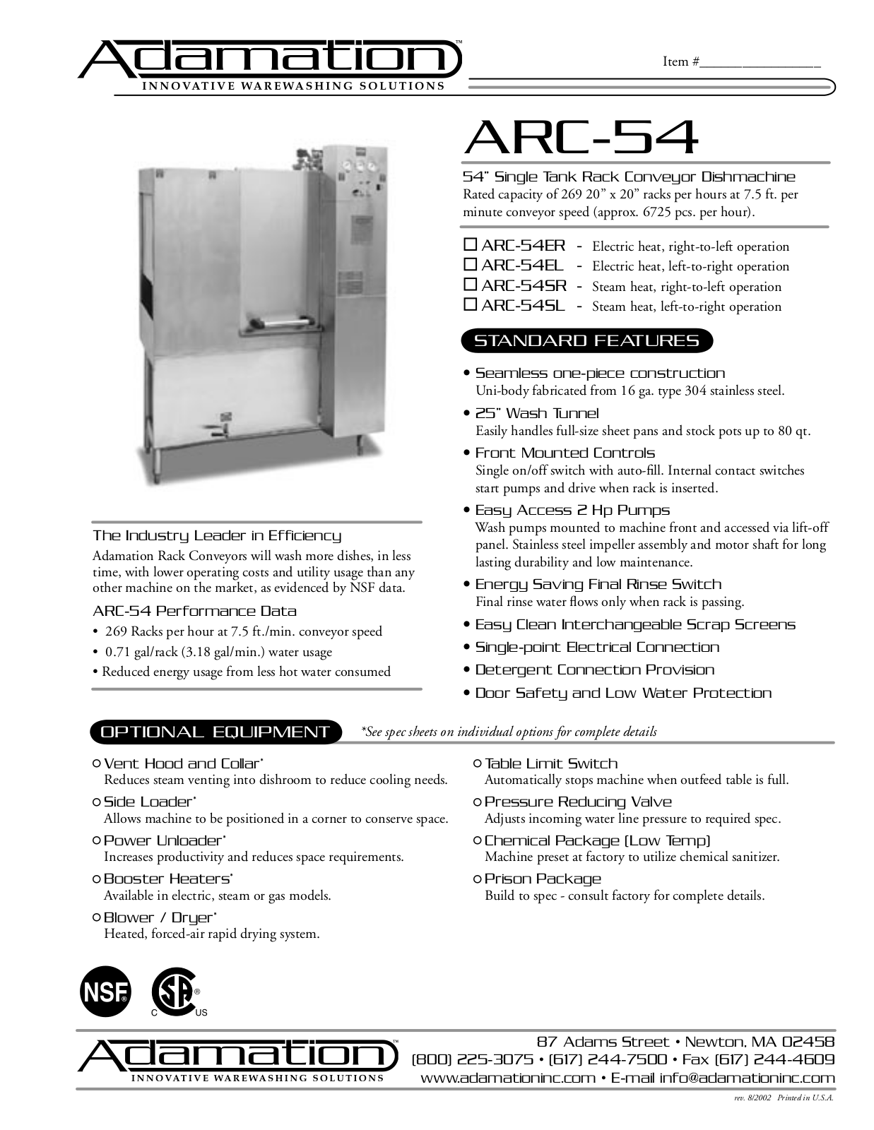 Adamation ARC-54ER, ARC-54 User Manual