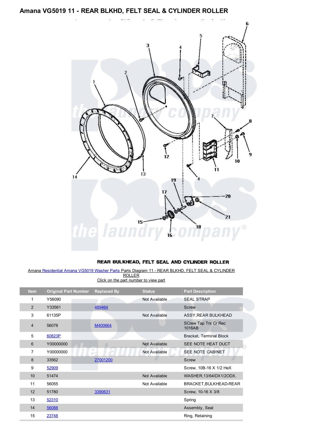 Amana VG5019 Parts Diagram