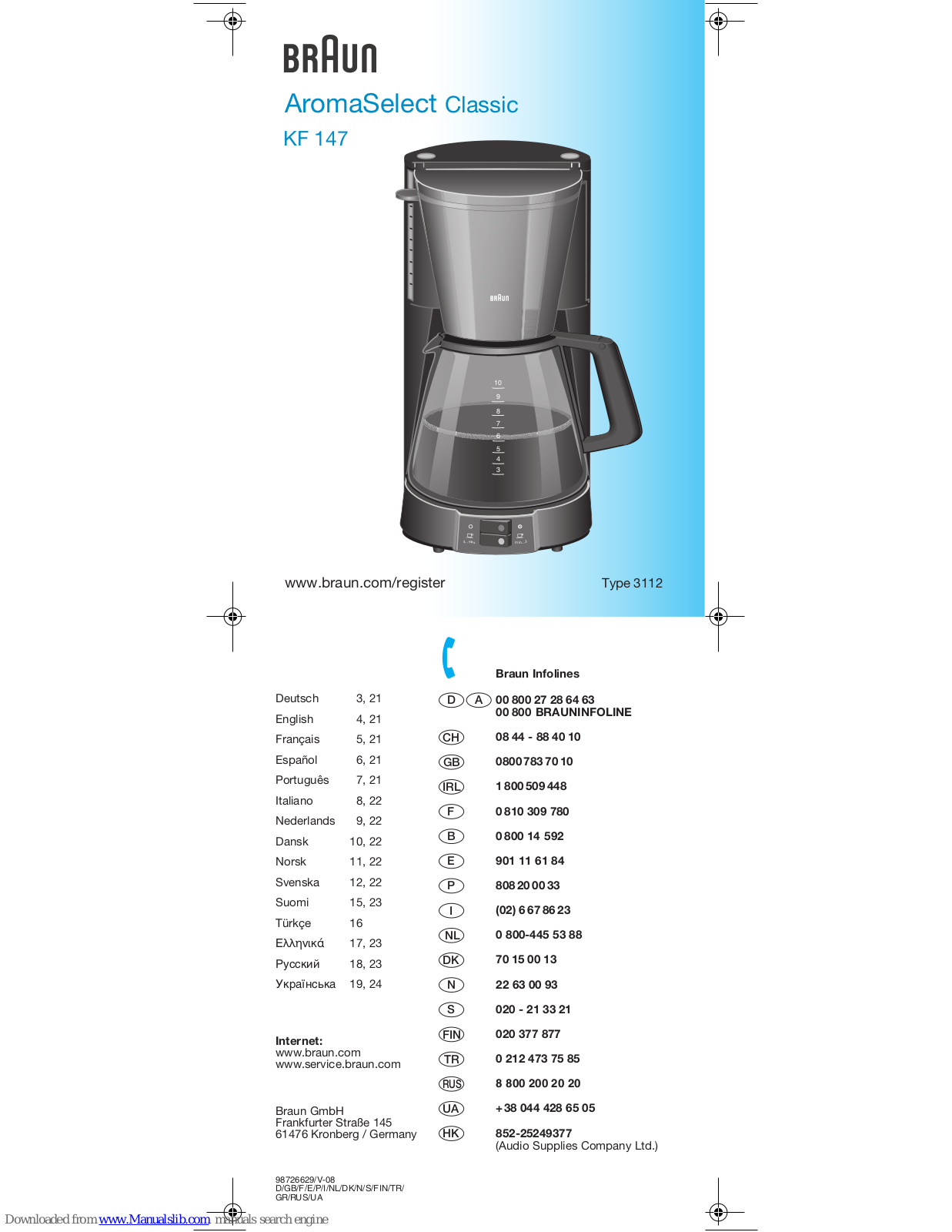 Braun kf 140, KF 145, KF 148, KF 150, KF 155 Use Instruction