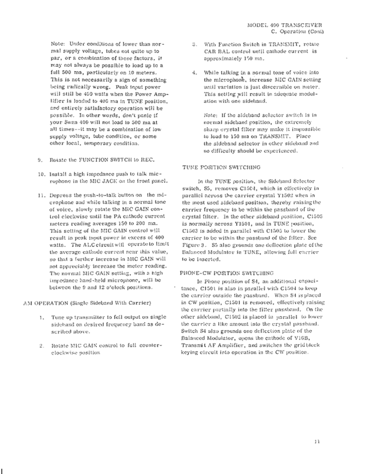 Swan 400 User Manual (PAGE 07)