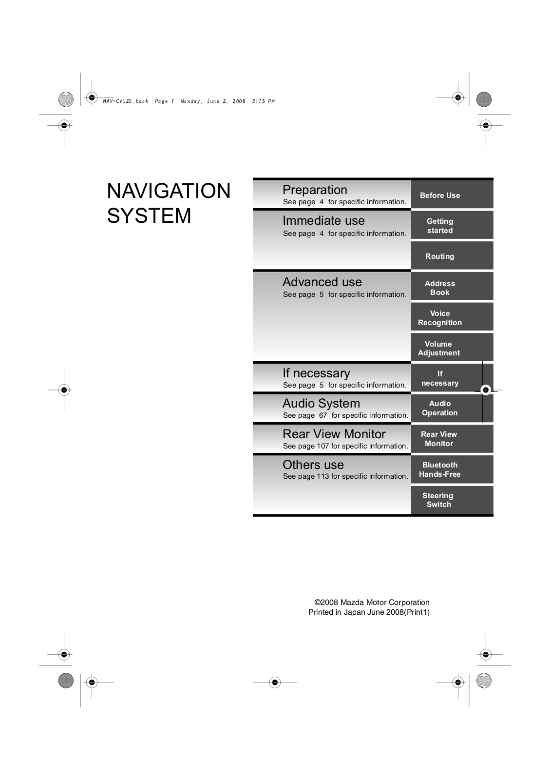 Mazda CX-9 2009 Navigation Manual