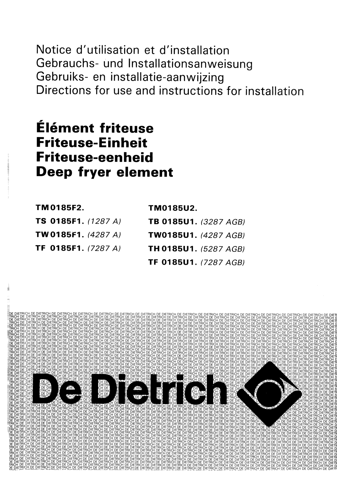 De dietrich TM0185F2, TM0185U2 User Manual