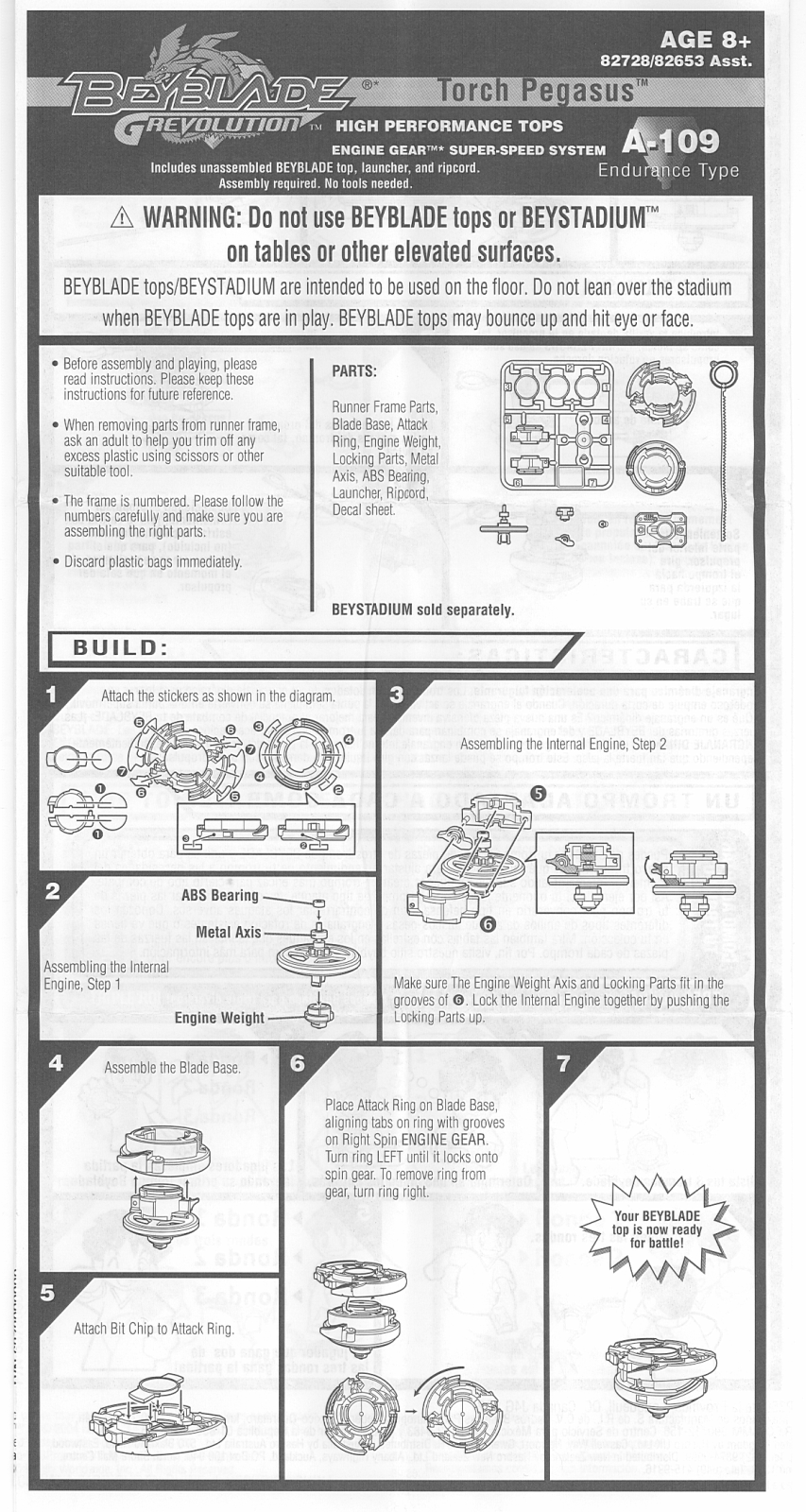 HASBRO Beyblade Grevolution Torch Pegasus A109 User Manual