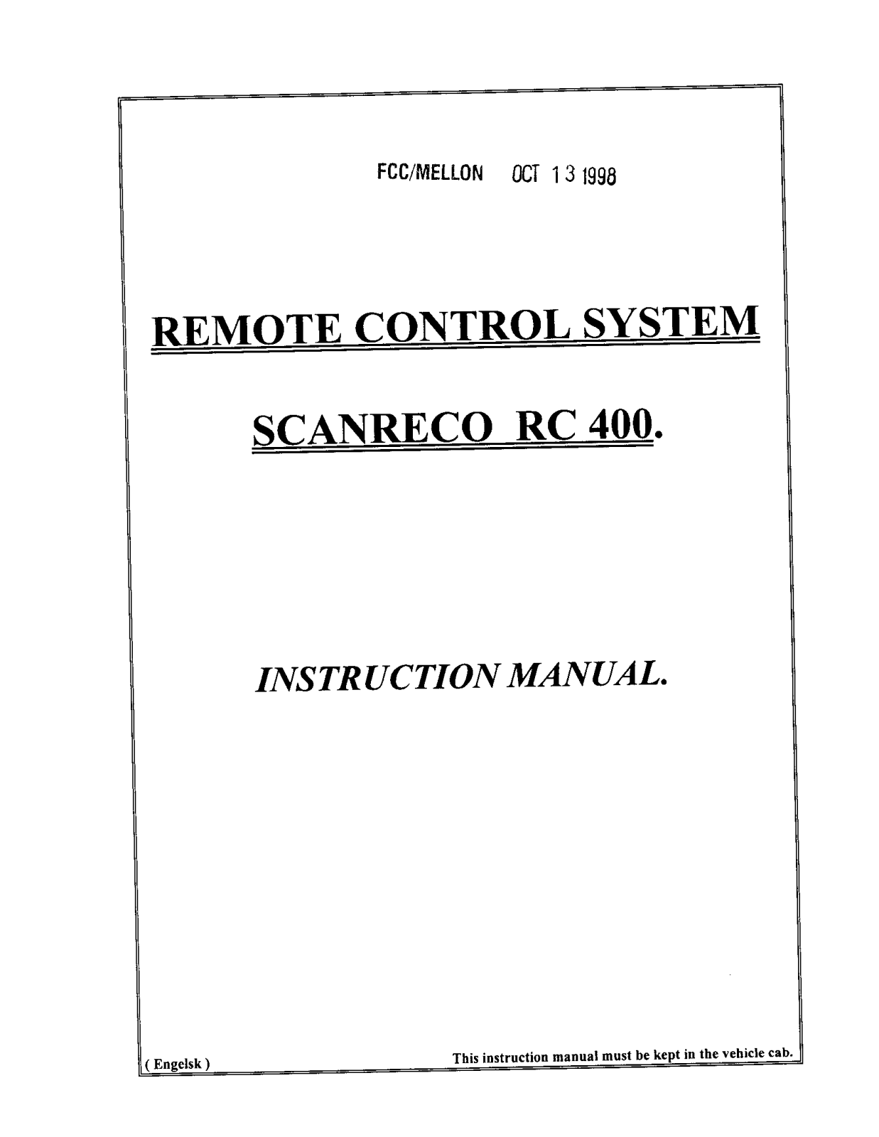 Scanreco RC400 Users Manual