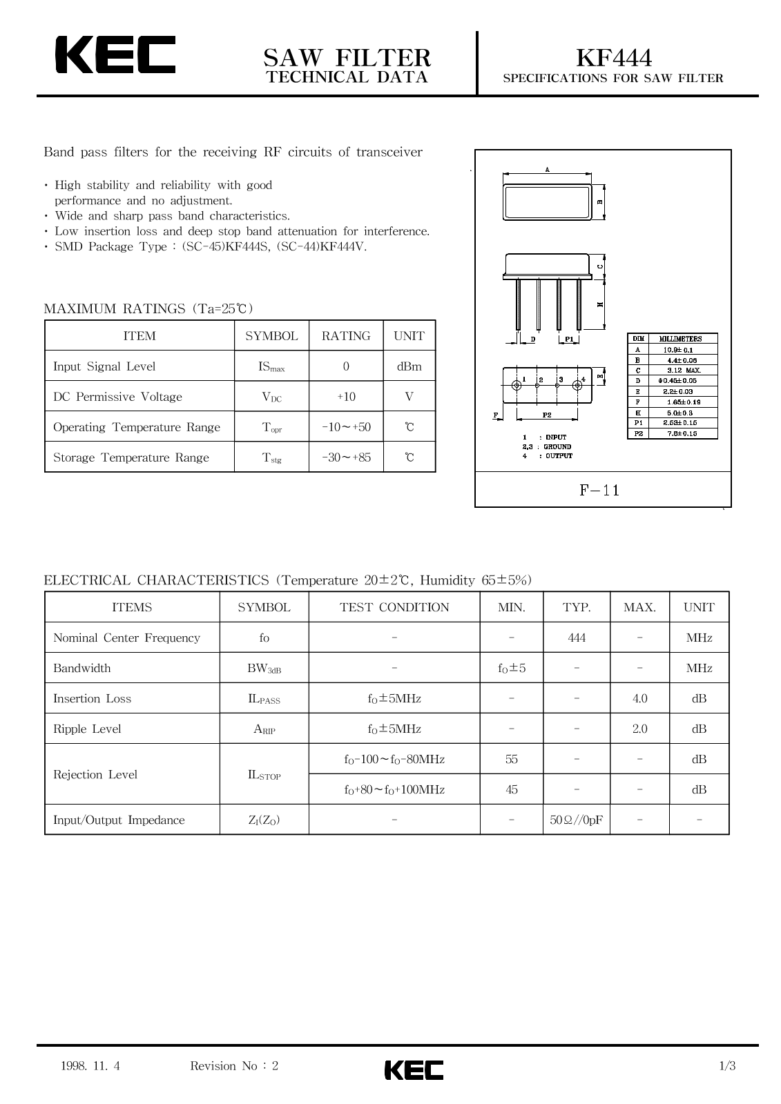 KEC KF444 Datasheet