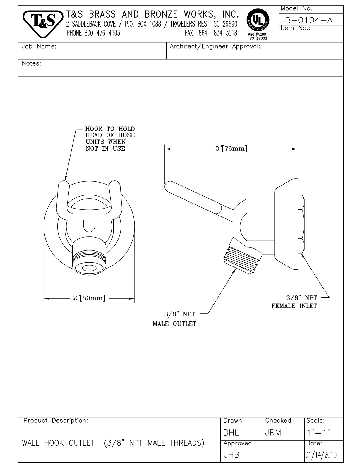 T&S Brass B-0104-A User Manual