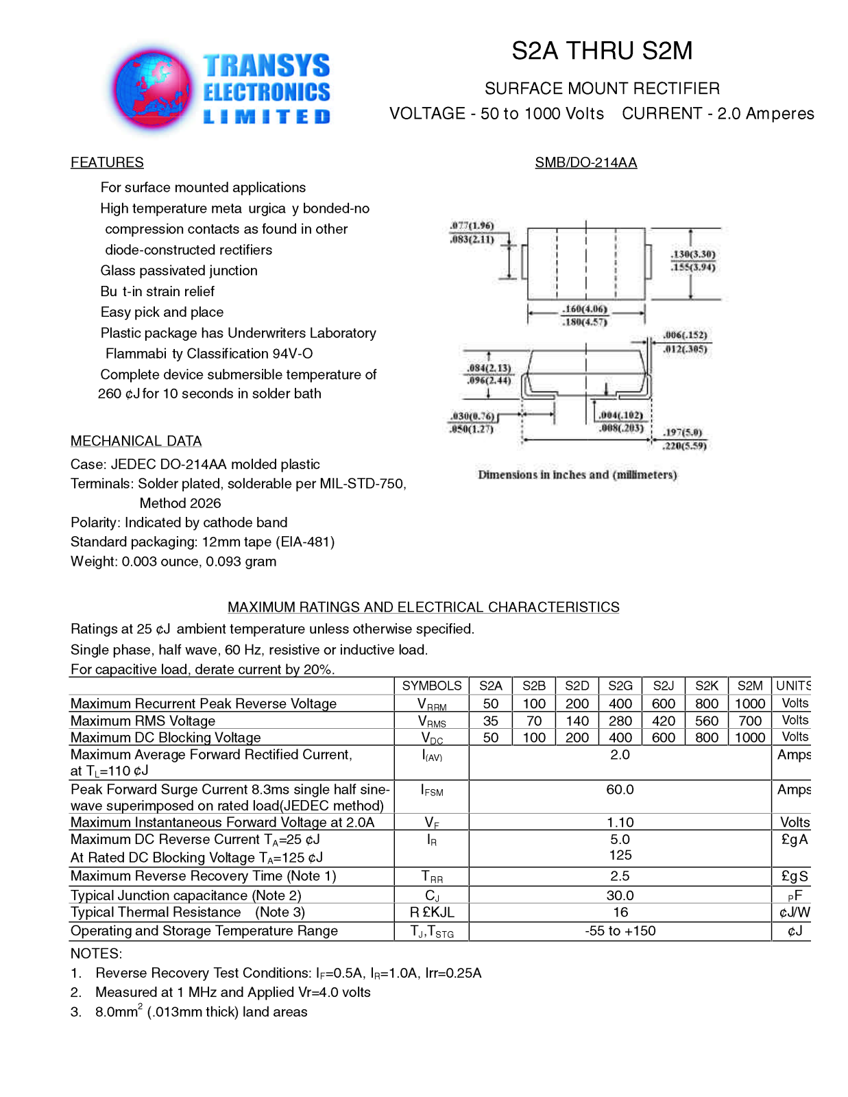 TEL S2J, S2B, S2A, S2D, S2G Datasheet