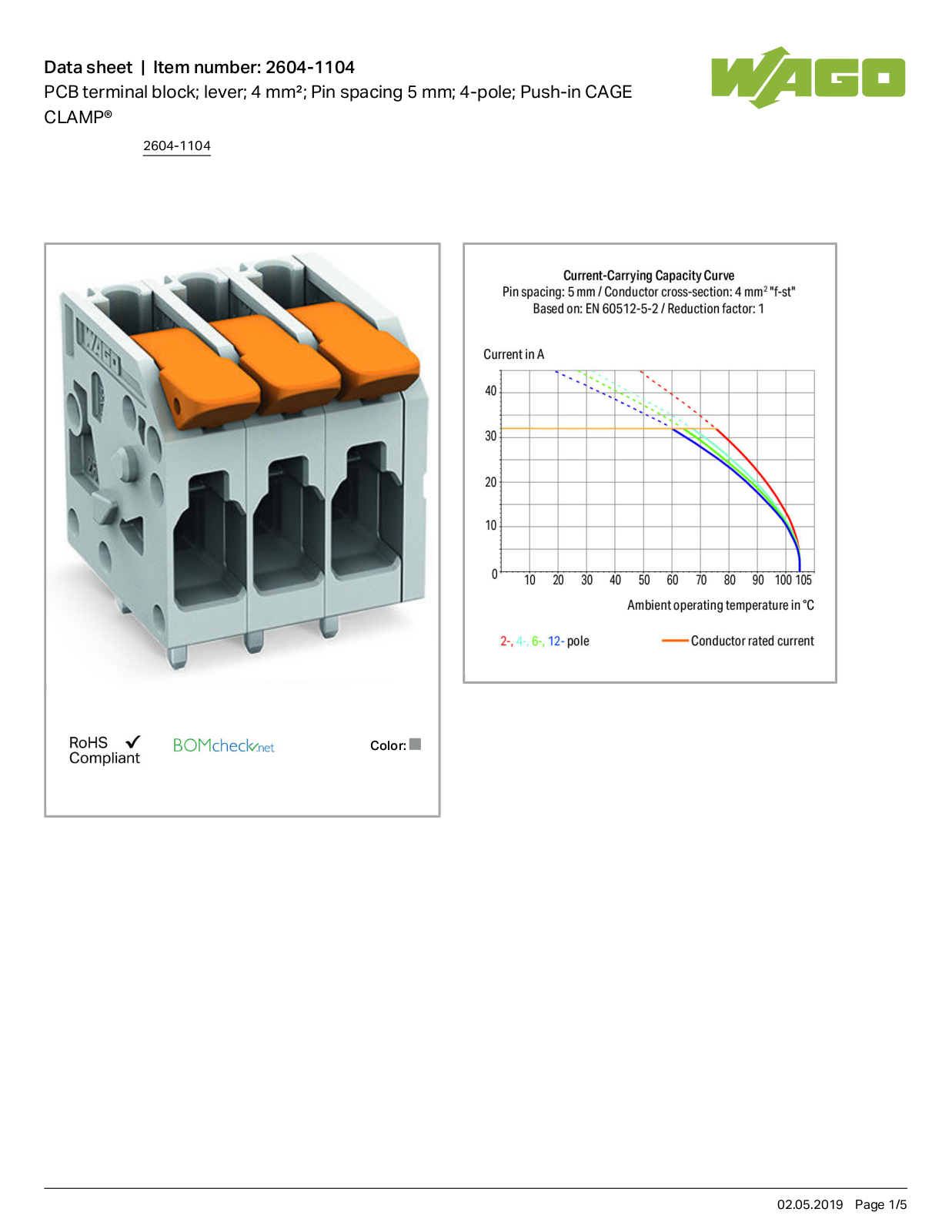 Wago 2604-1104 Data Sheet