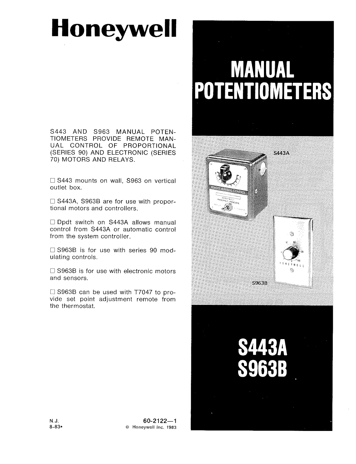 Honeywell S443A, S963B User Manual