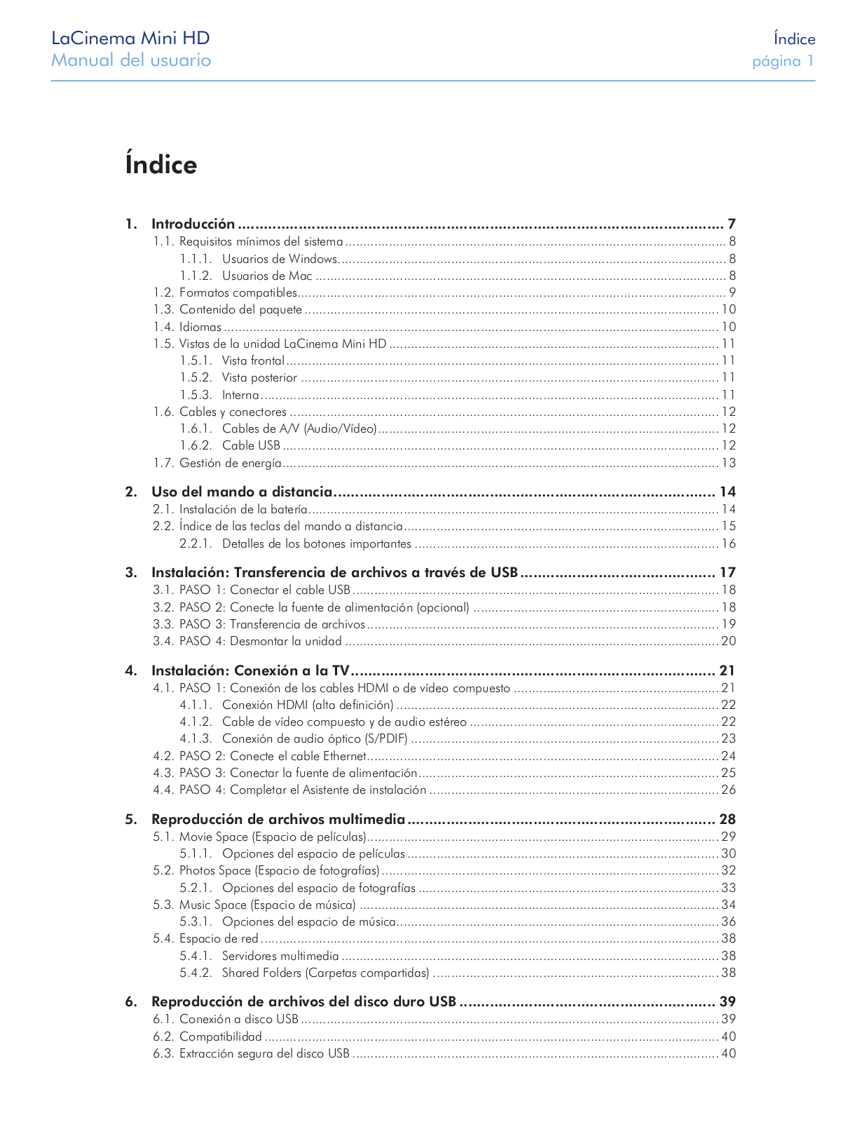 Lacie LACINEMA MINI HD User Manual