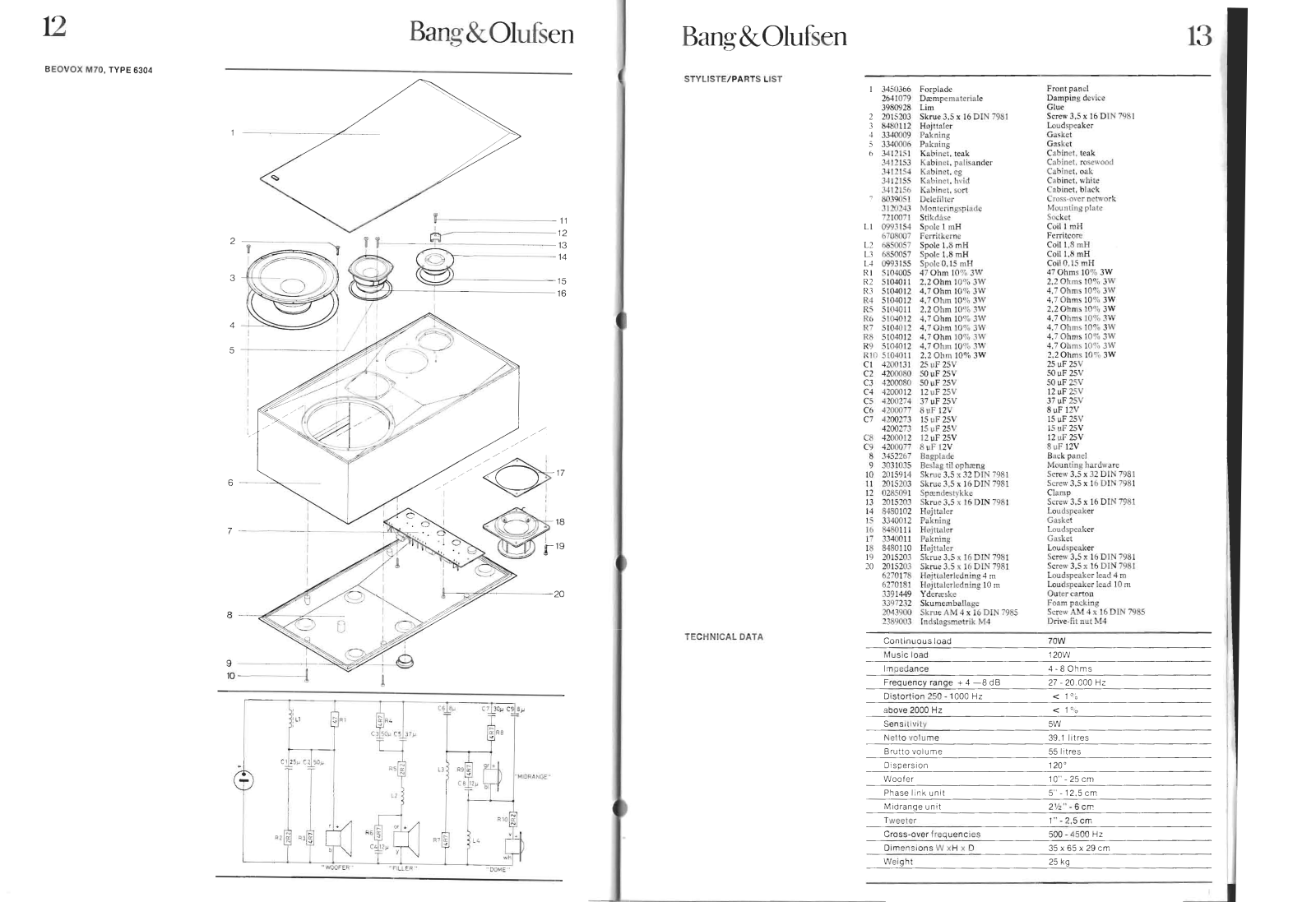 Bang Olufsen M-70 Schematic