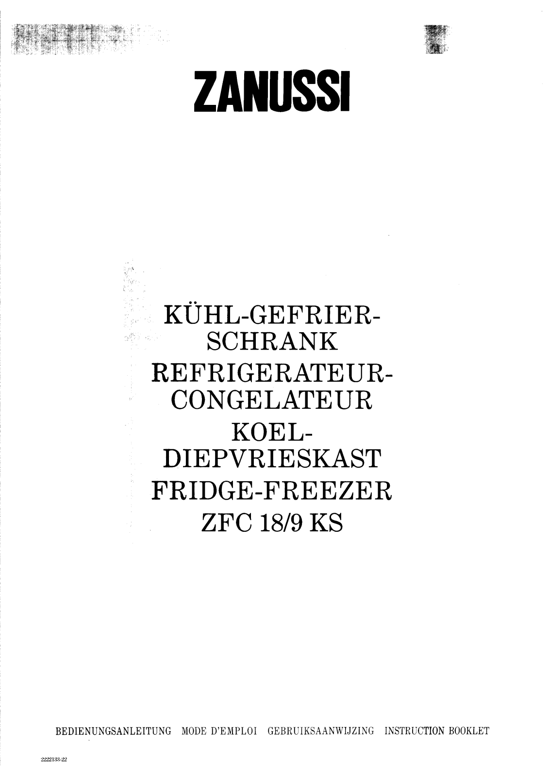 Zanussi ZFC18/9KS Instructions Manual