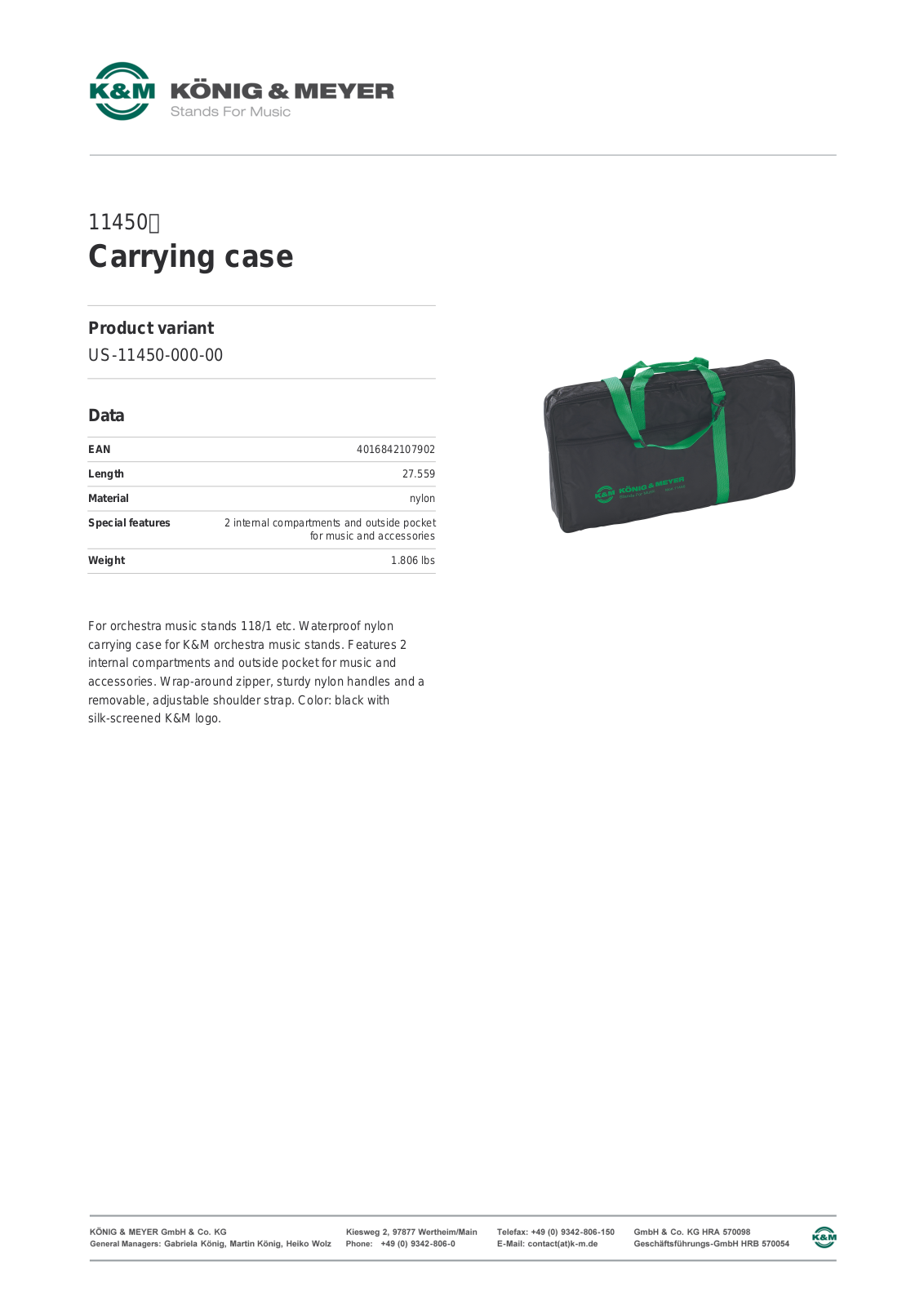 K&M 11450 Data Sheet