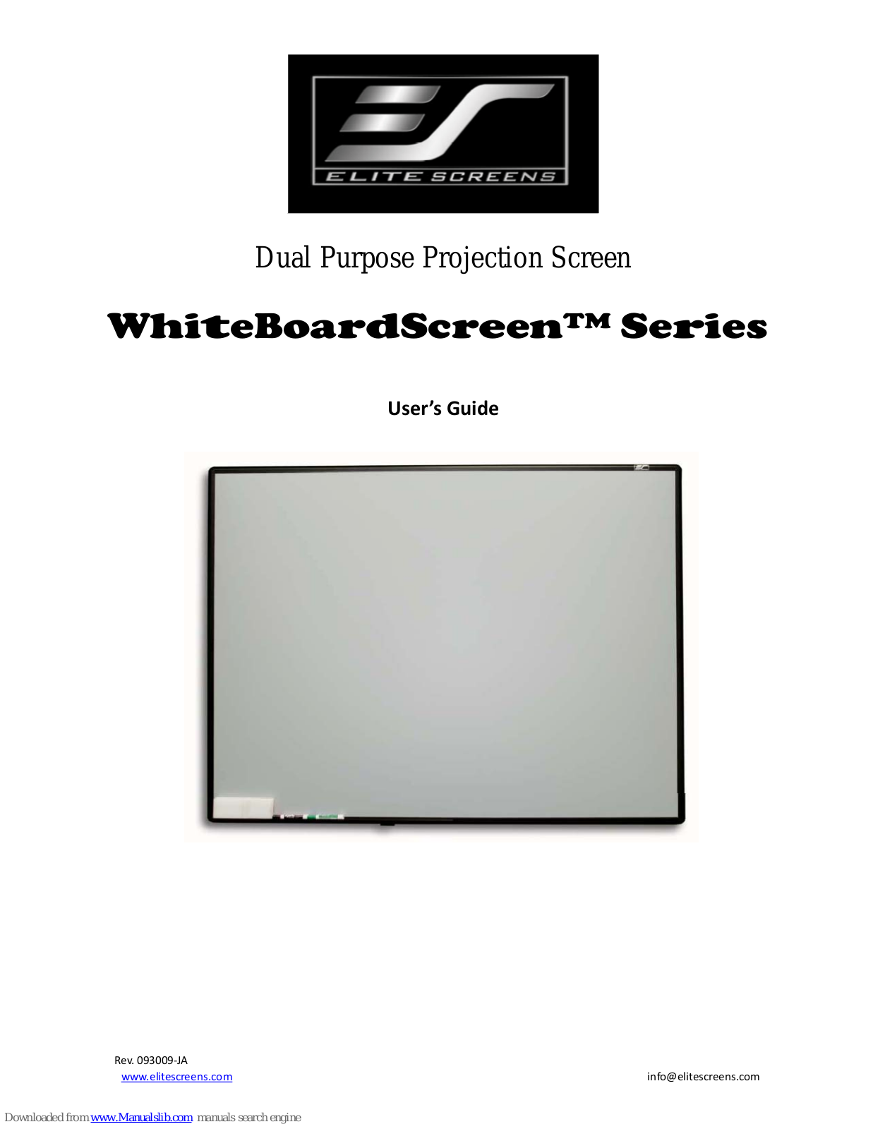 Elite Screens WhiteBoardScreen Series, WB96H, WB80V, WB60V User Manual