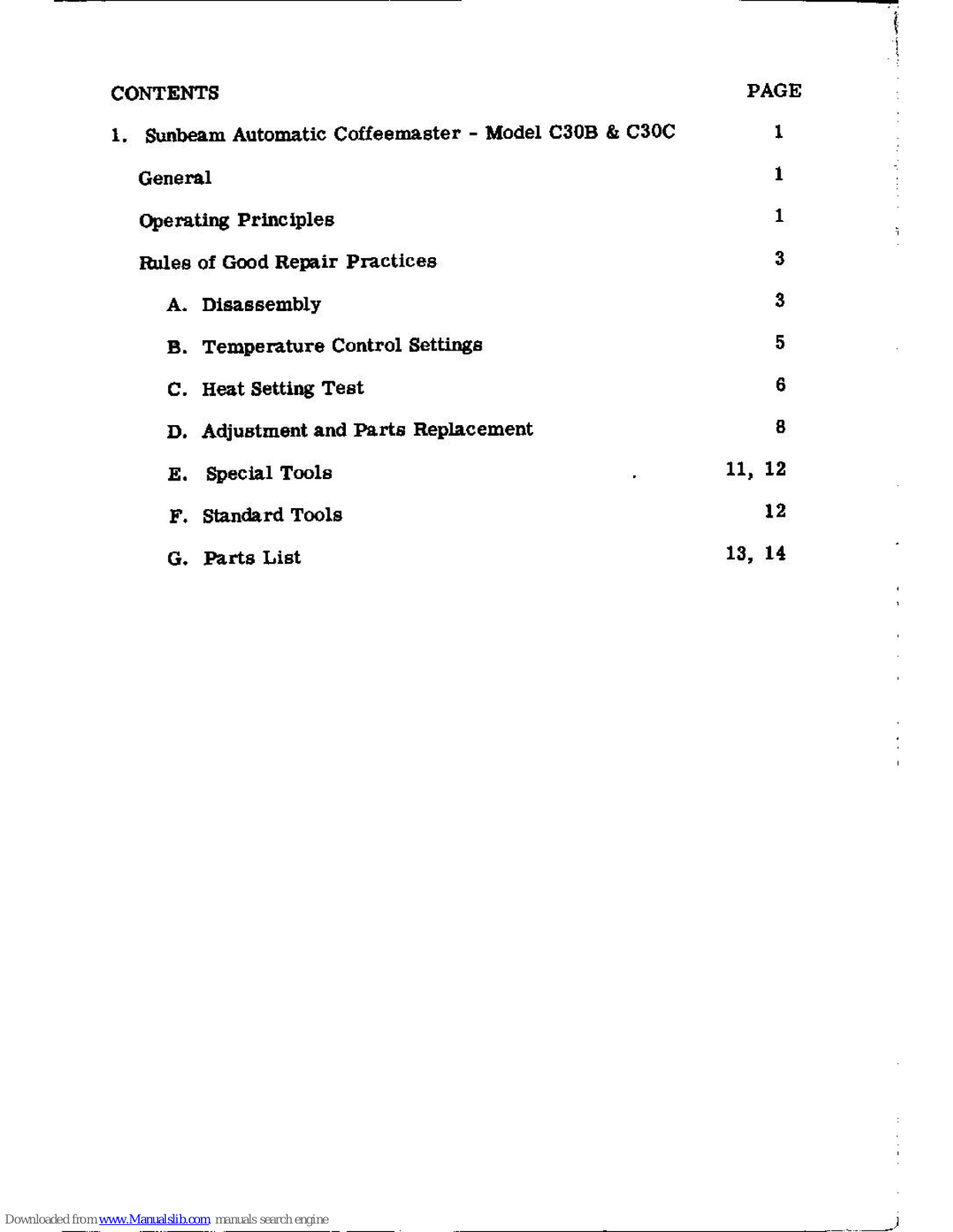 Sunbeam C30B, C30C User Manual